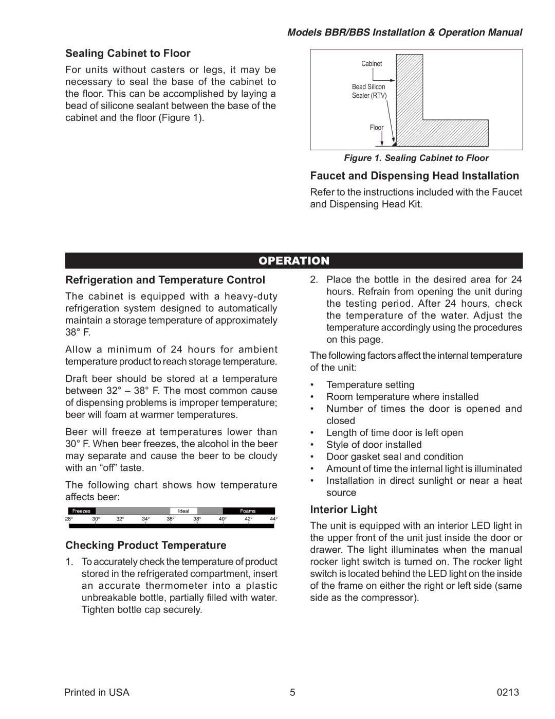 Perlick BBSN, BBRN operation manual Operation 