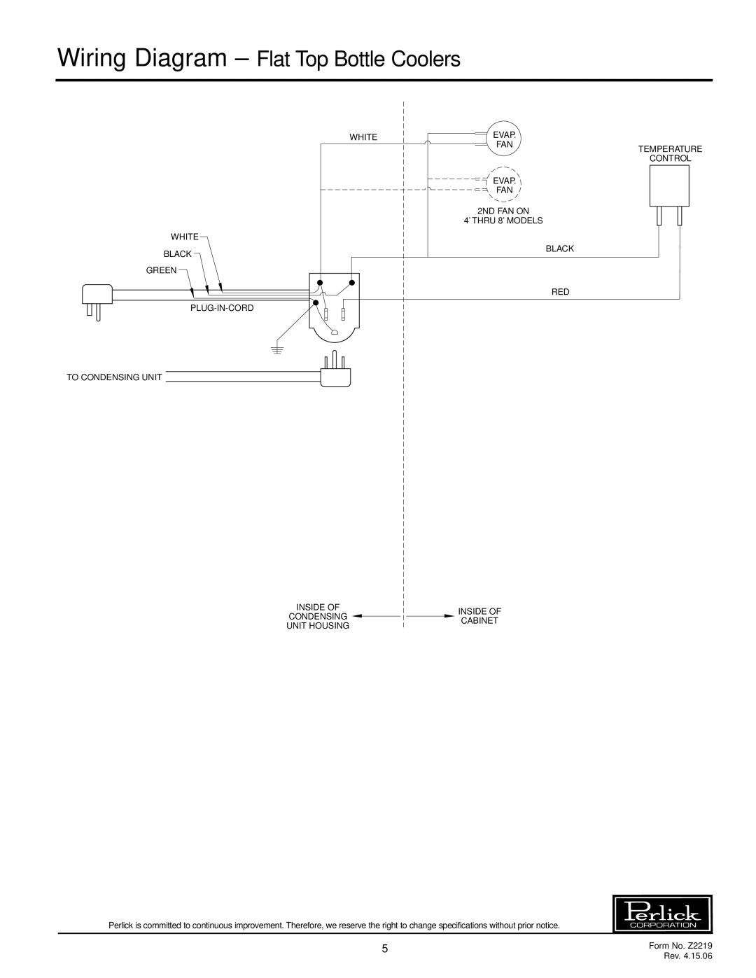 Perlick BC60 Series, BC48 Series, BC24 Series, BC36 Series, BC96 Series, BC72 Series Wiring Diagram - Flat Top Bottle Coolers 