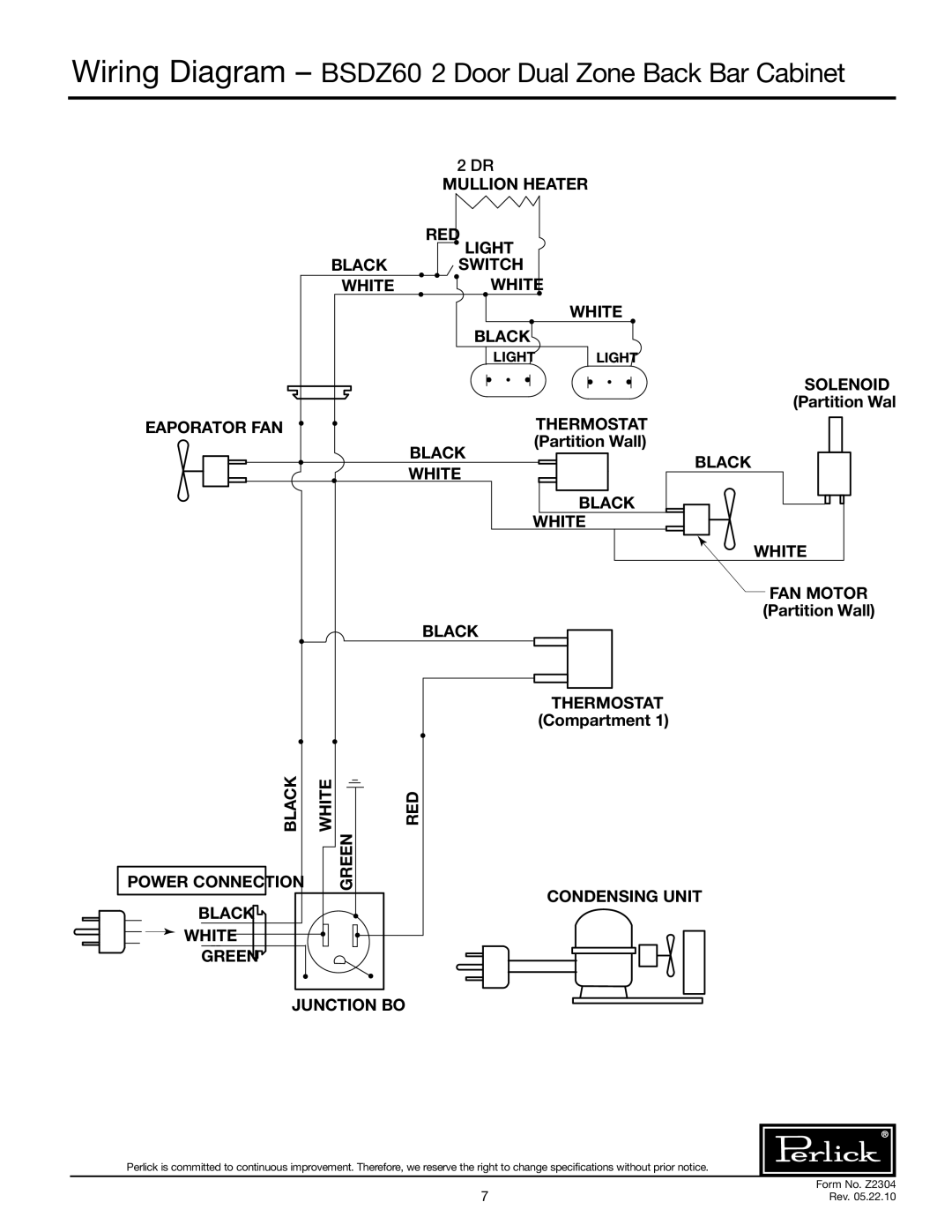 Perlick specifications Wiring Diagram BSDZ60 2 Door Dual Zone Back Bar Cabinet 