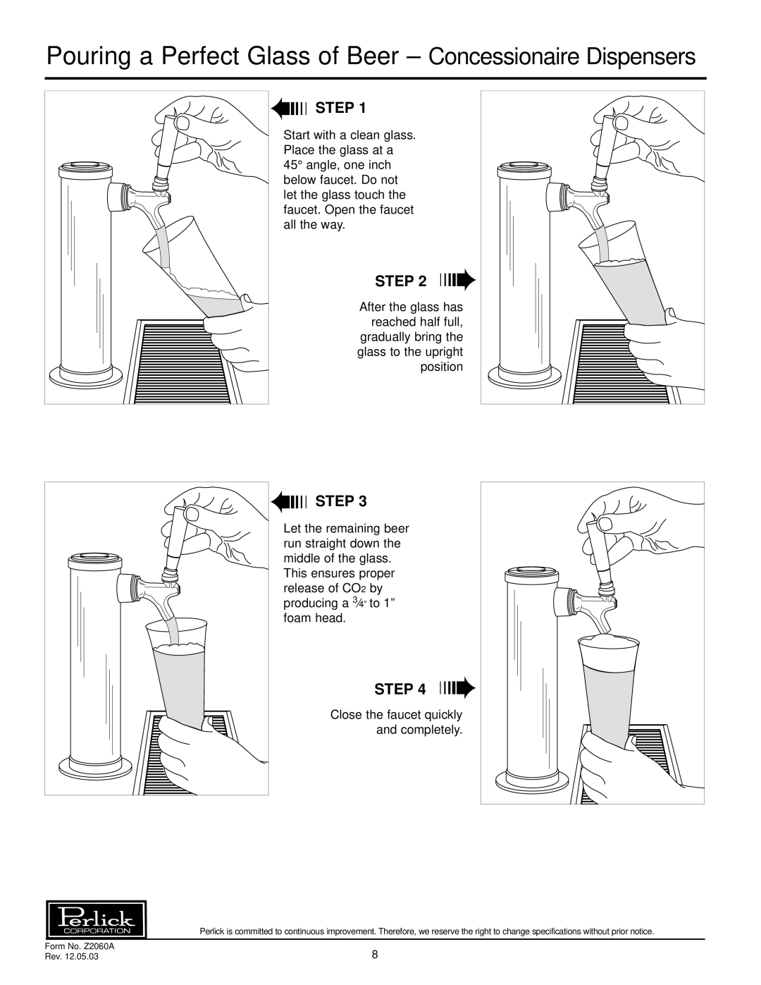 Perlick DC Series specifications Step 