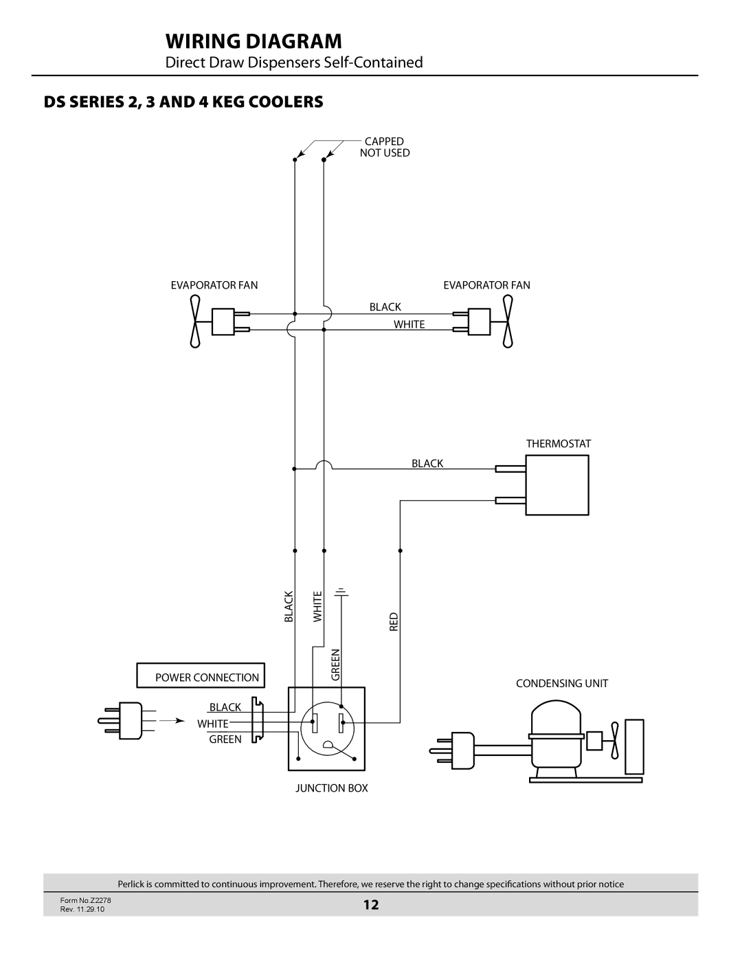 Perlick manual Wiring diagram, DS Series 2, 3 and 4 keg coolers 