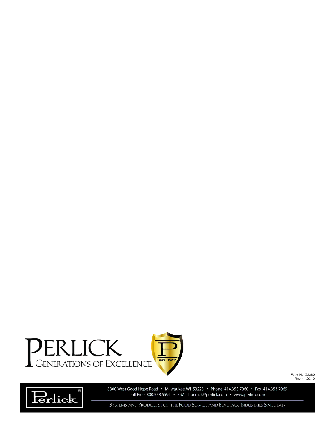 Perlick DS manual Perlick 