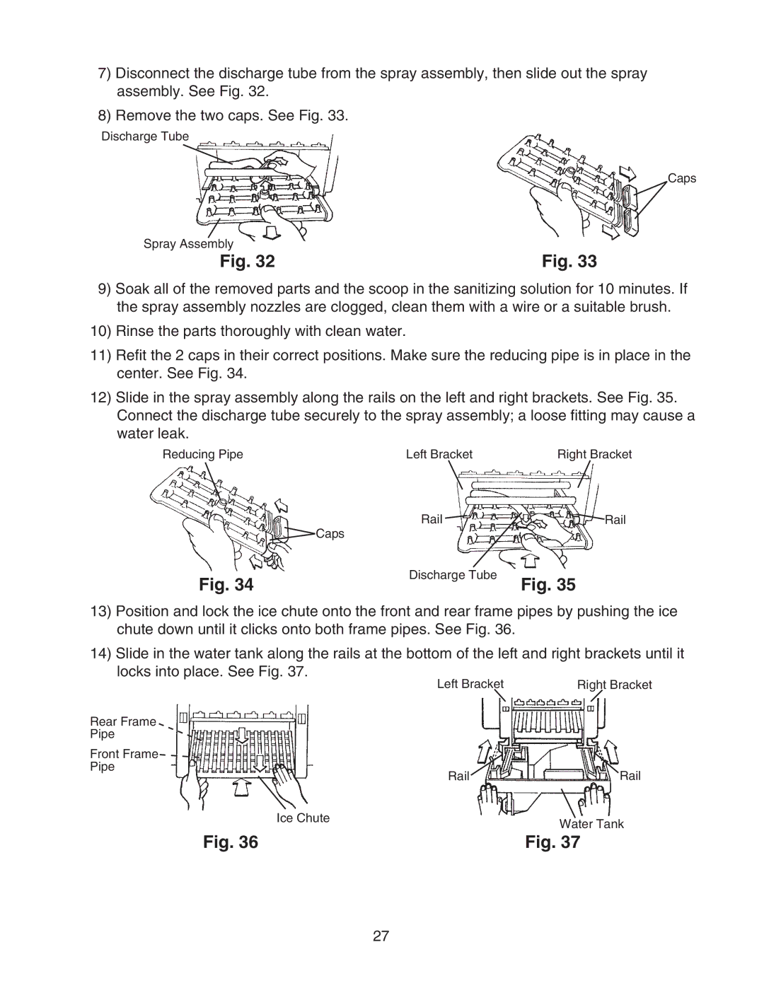 Perlick H50IMS-L, H50IMS-ADR, H50IMS-ADL, H50IMW-AD, H50IMS-R manual Discharge Tube Caps Spray Assembly 