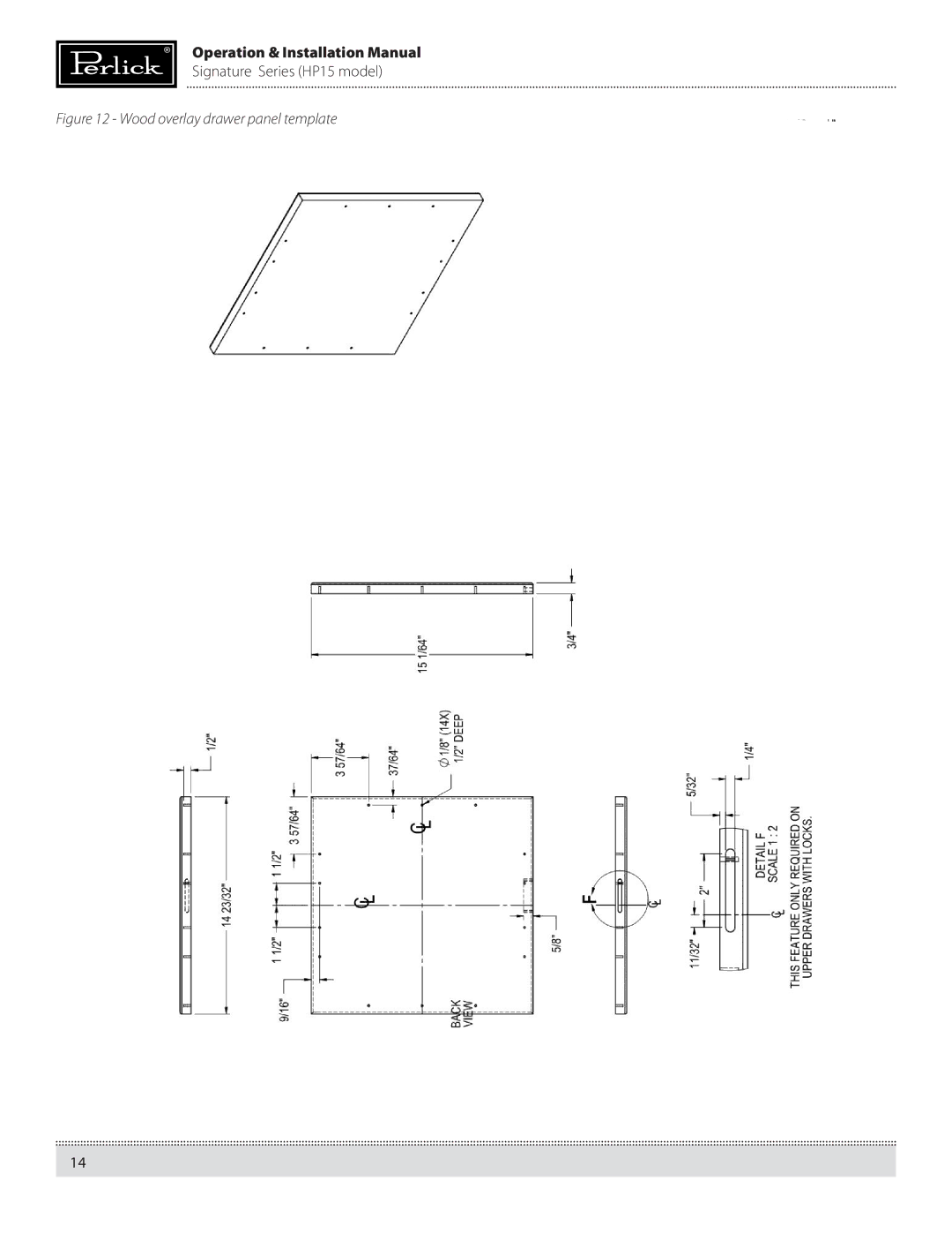 Perlick HP15RS, HP15BS manual Operation & Installation Manual 