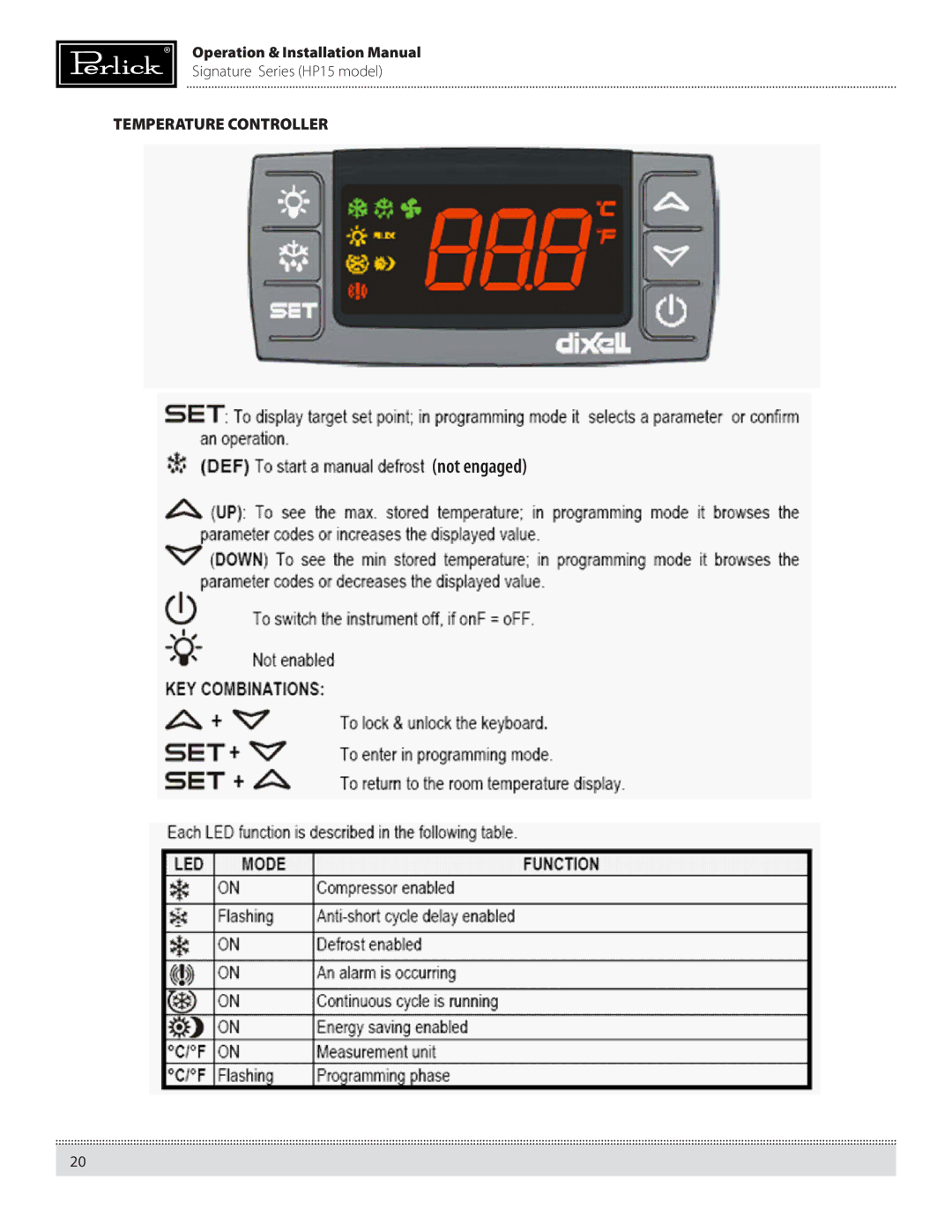 Perlick HP15RS, HP15BS manual Not engaged 