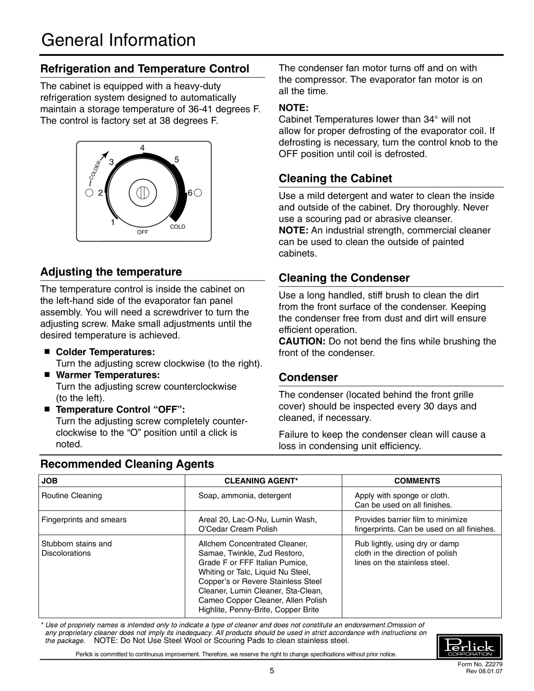 Perlick PR48, PS84, PS60, PR72 specifications General Information 