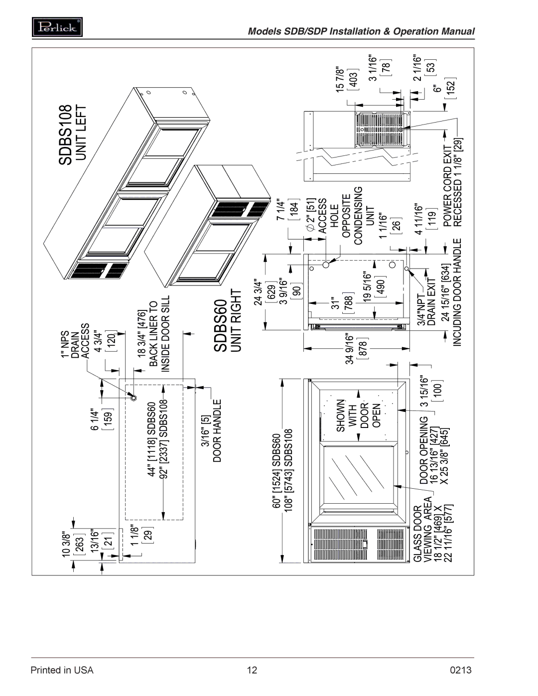 Perlick SDBR48 operation manual 0213 