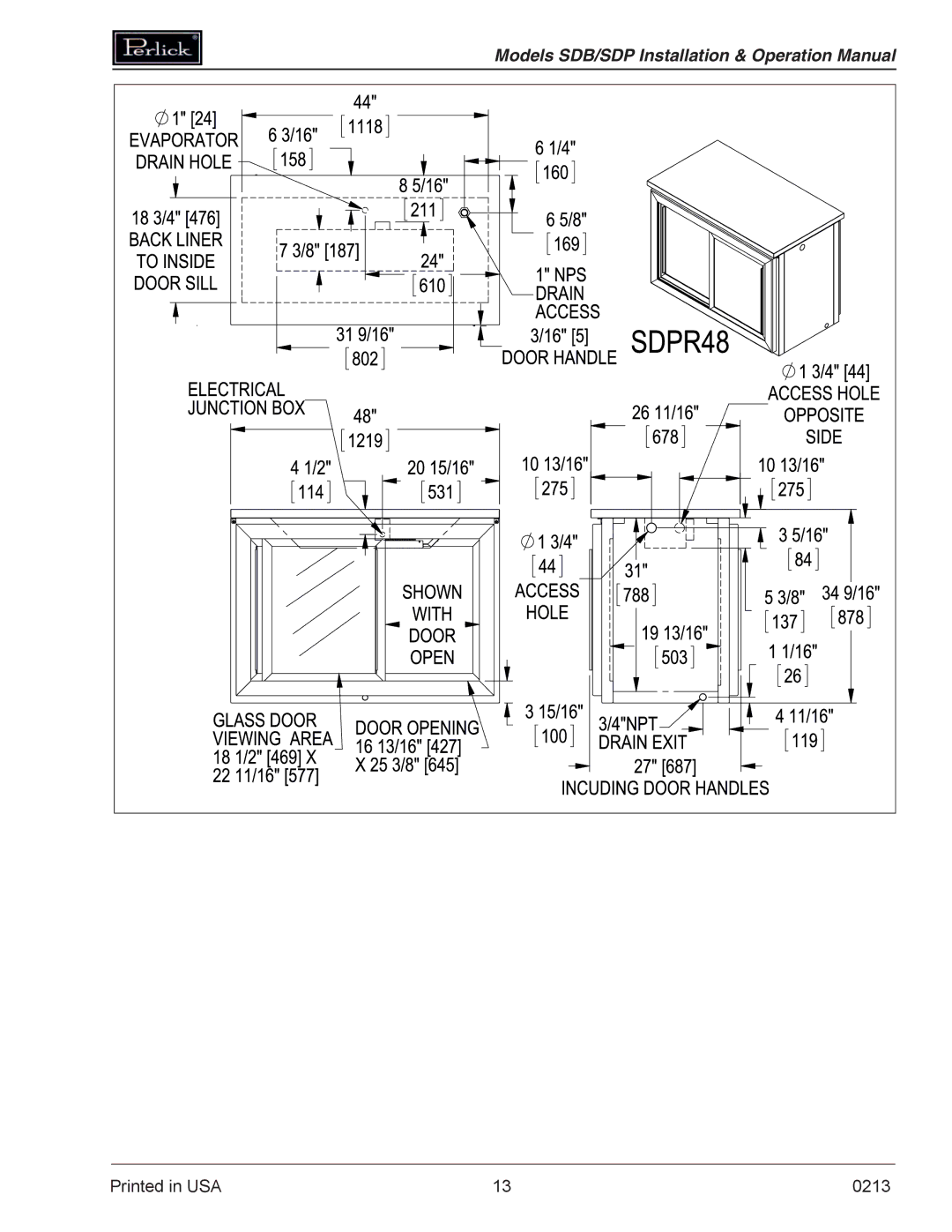 Perlick SDBR48 operation manual 0213 