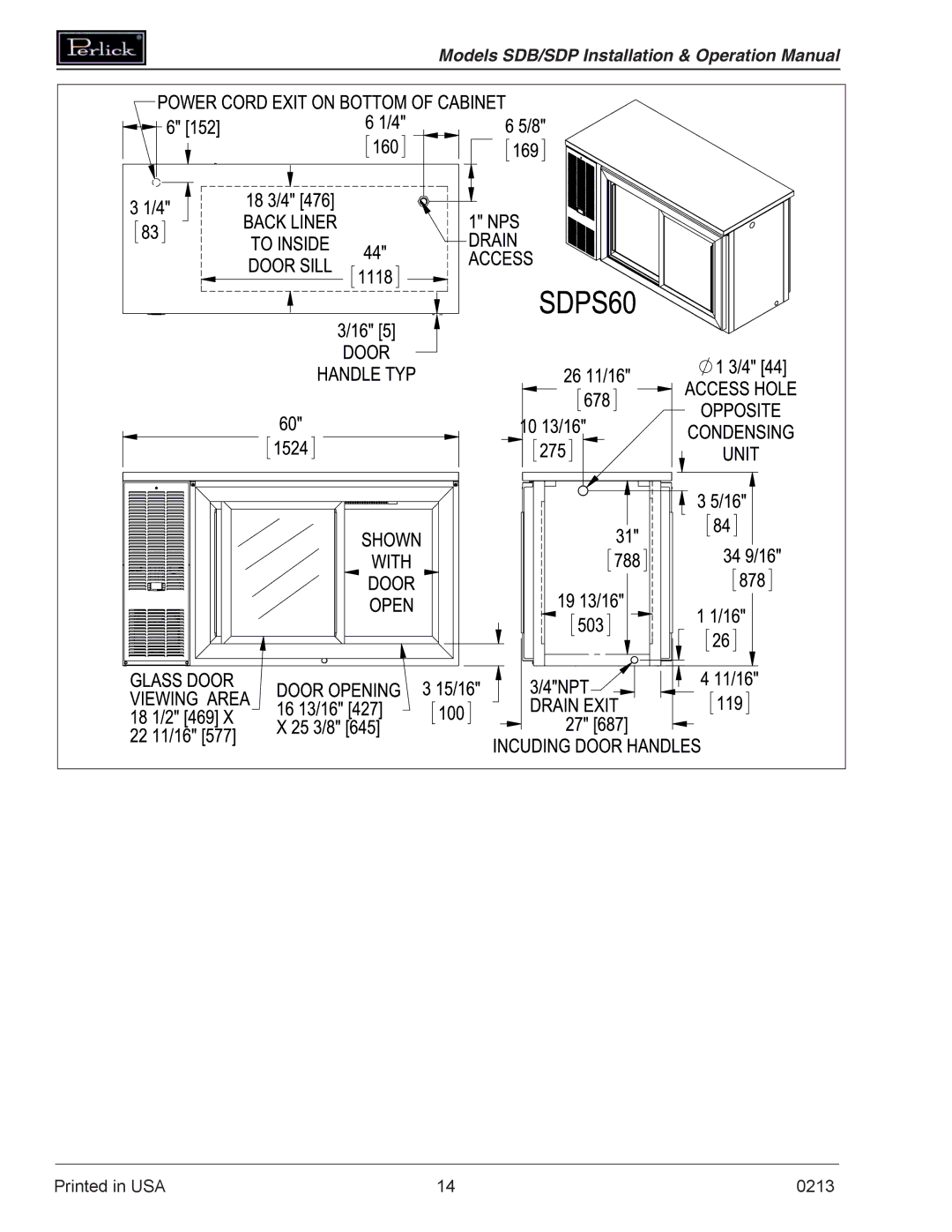 Perlick SDBR48 operation manual 0213 