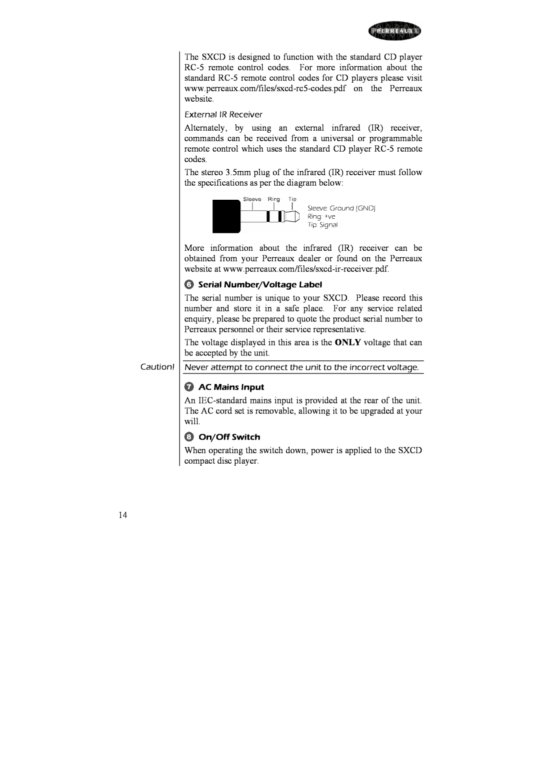 Perreaux Silhouette SXCD owner manual 