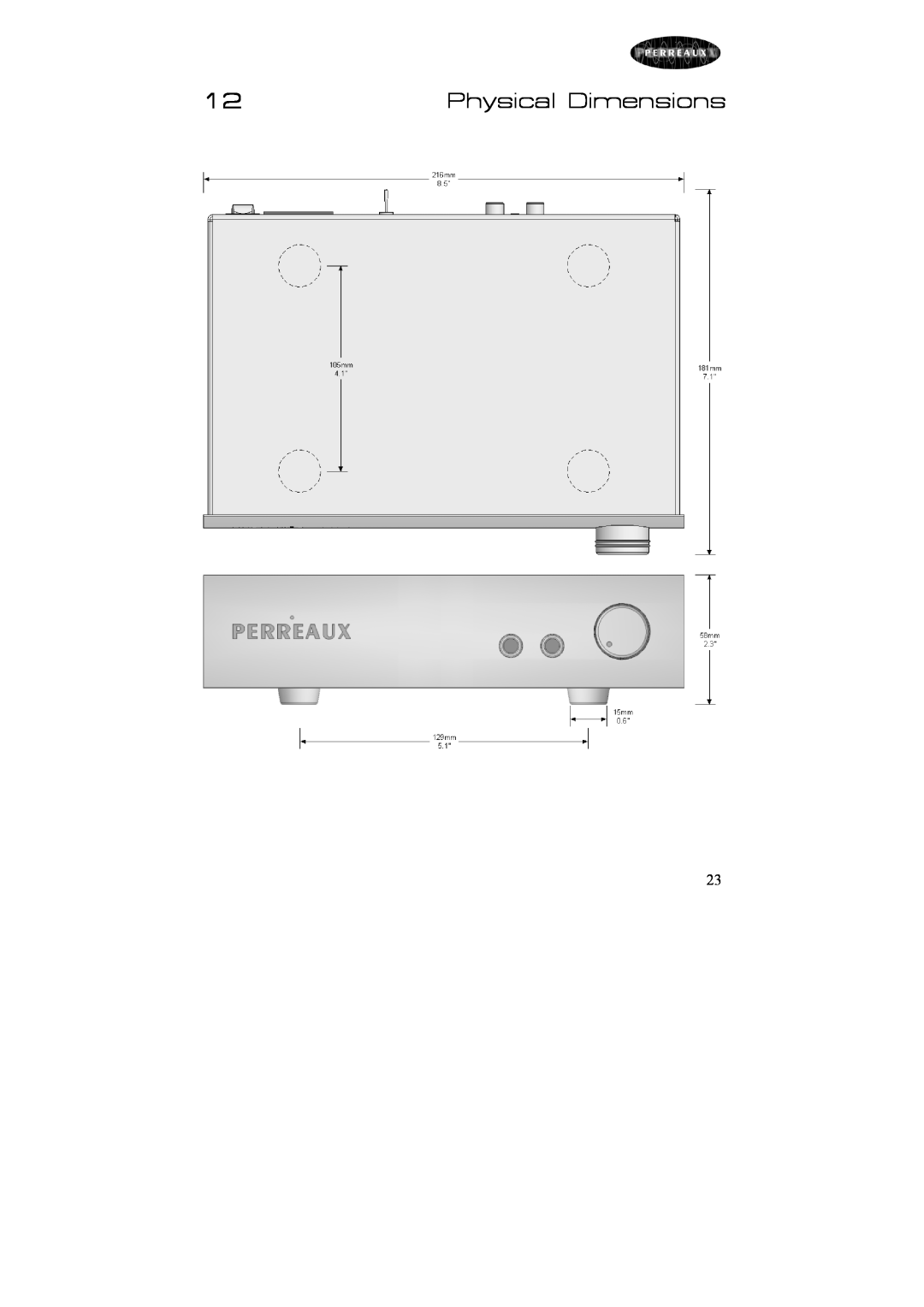 Perreaux Silhouette SXH2 owner manual Physical Dimensions 