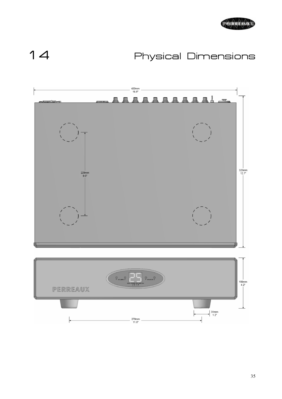 Perreaux SM6 MKII owner manual Physical Dimensions 