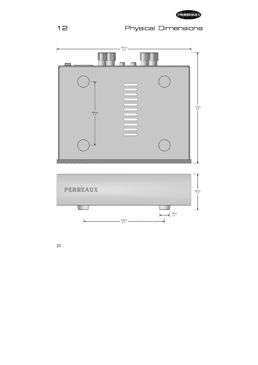 Perreaux SX25 owner manual Physical Dimensions 