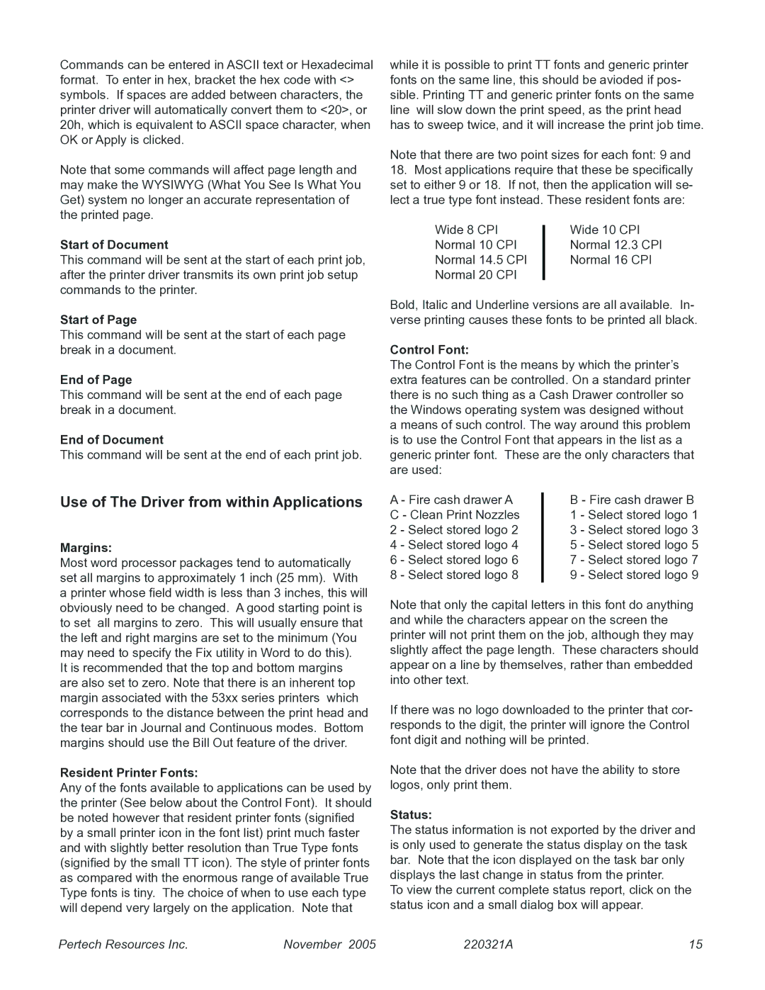 Pertech 5300 manual Use of The Driver from within Applications 