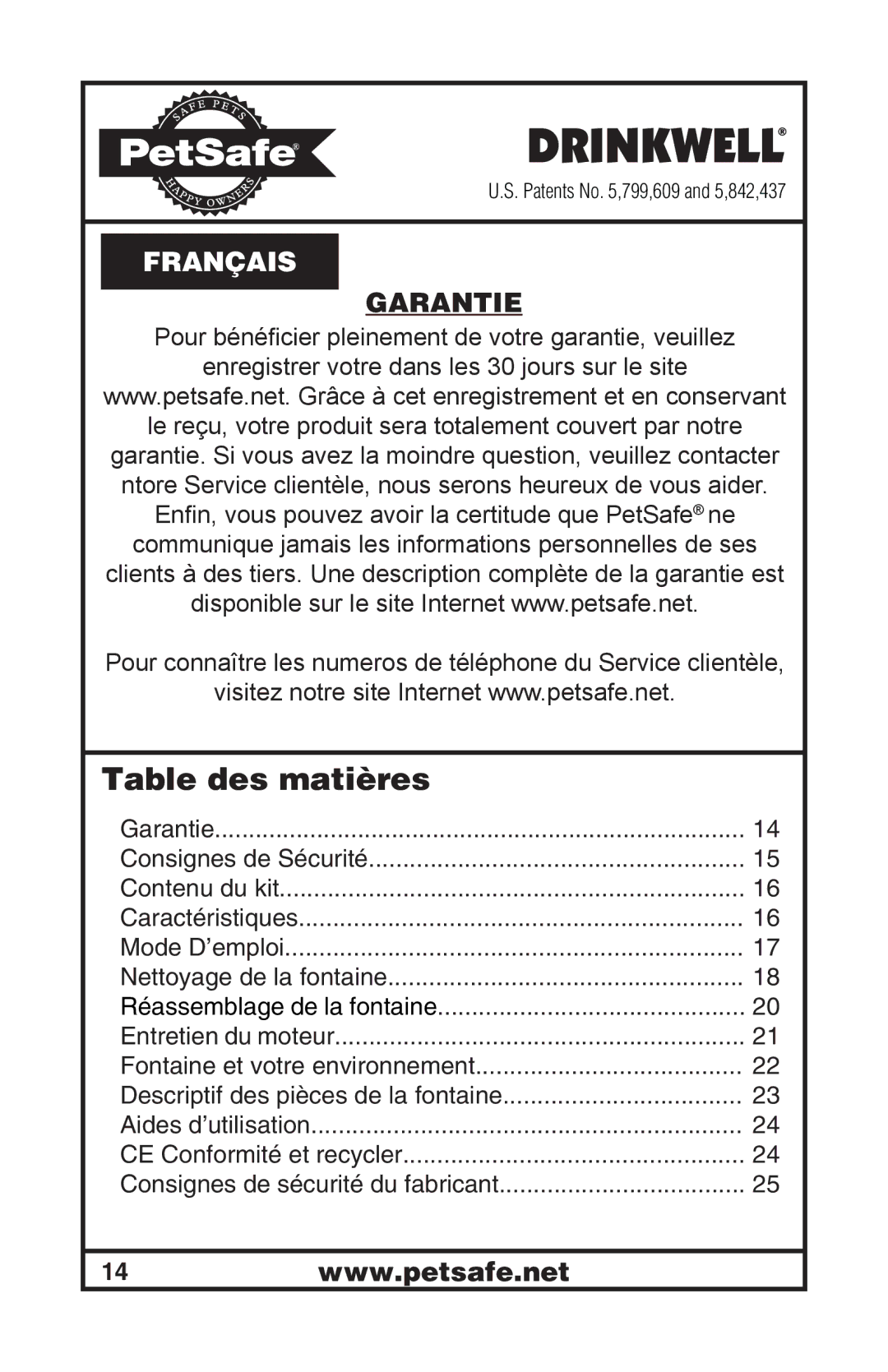 Petsafe 400-1254-19 manuel dutilisation Table des matières 