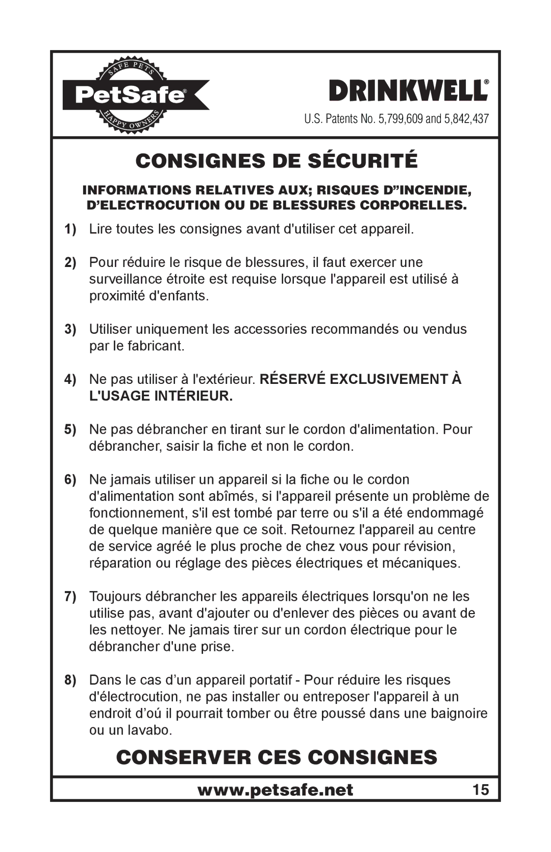 Petsafe 400-1254-19 manuel dutilisation Consignes DE Sécurité 