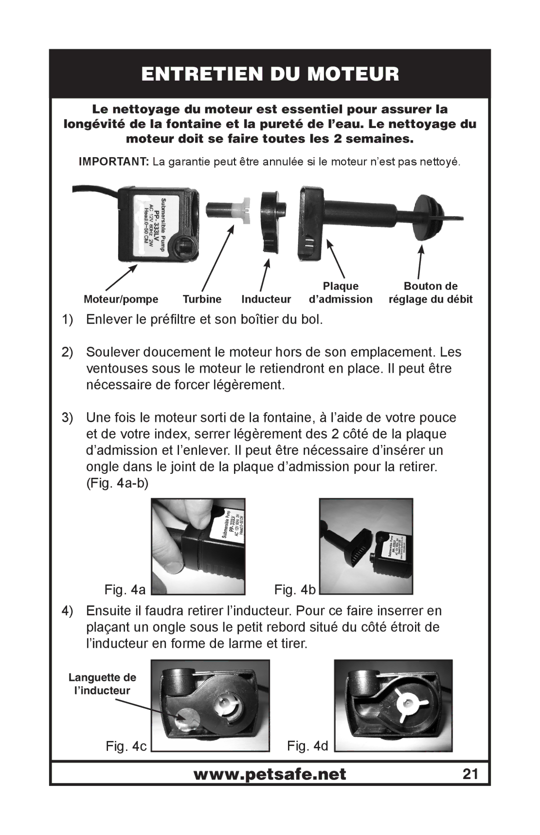 Petsafe 400-1254-19 manuel dutilisation Entretien DU Moteur 