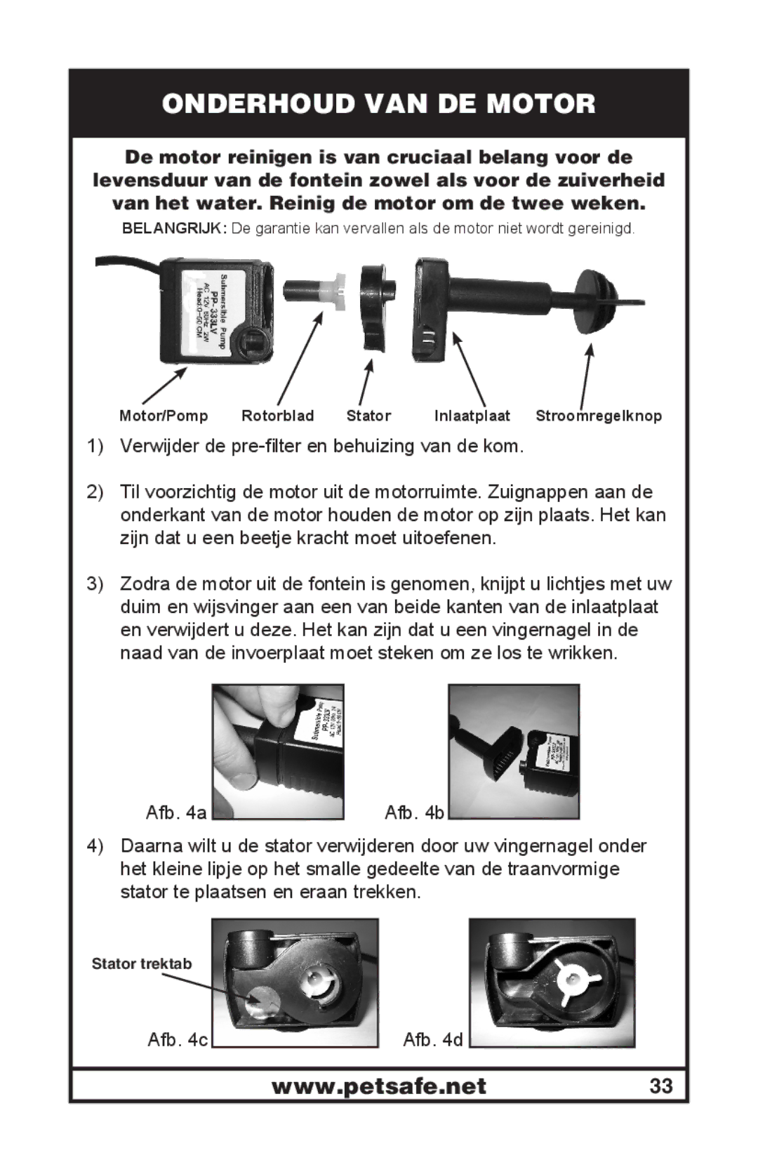 Petsafe 400-1254-19 manuel dutilisation Onderhoud VAN DE Motor 