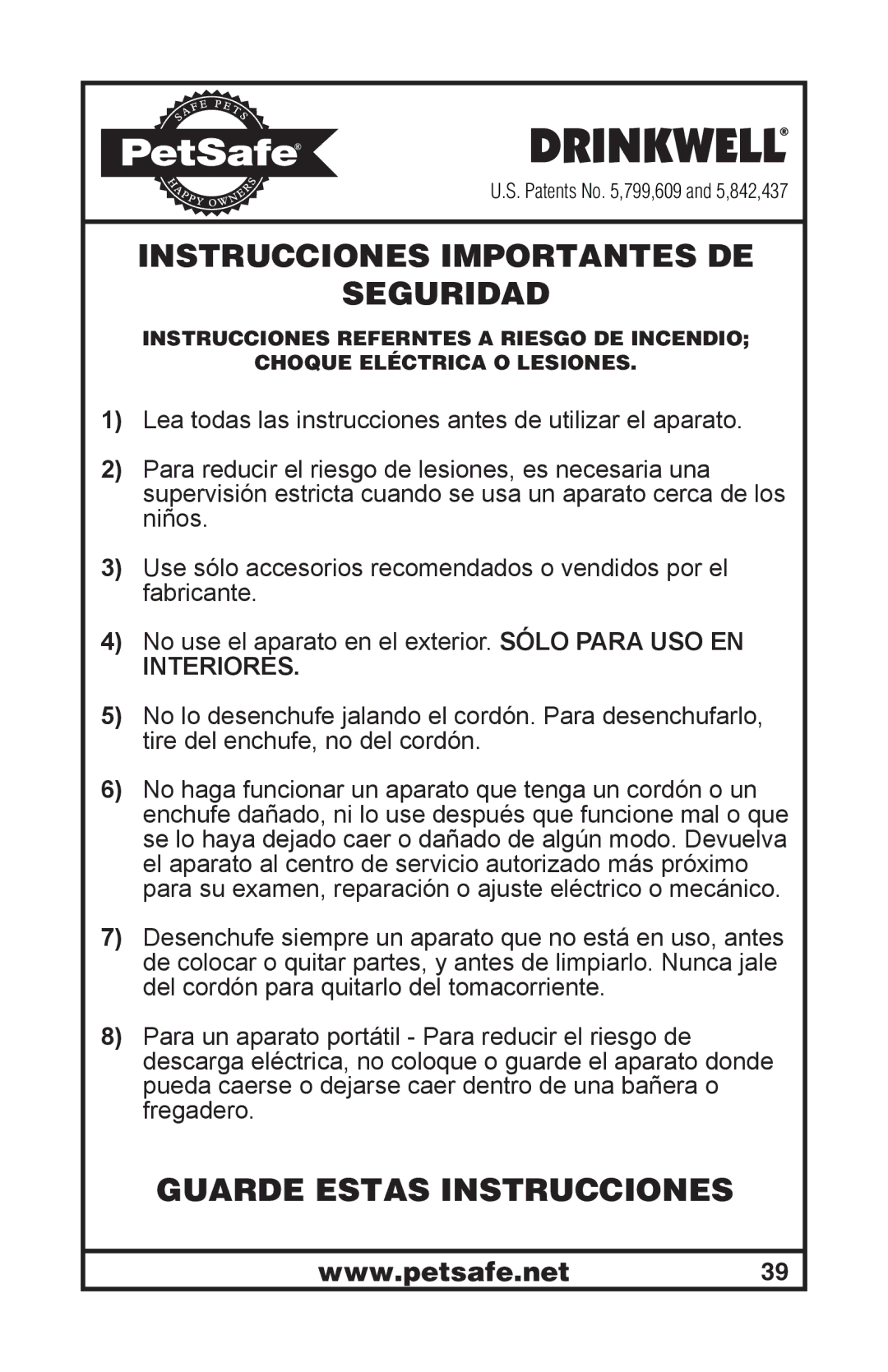 Petsafe 400-1254-19 manuel dutilisation Instrucciones Importantes DE Seguridad 