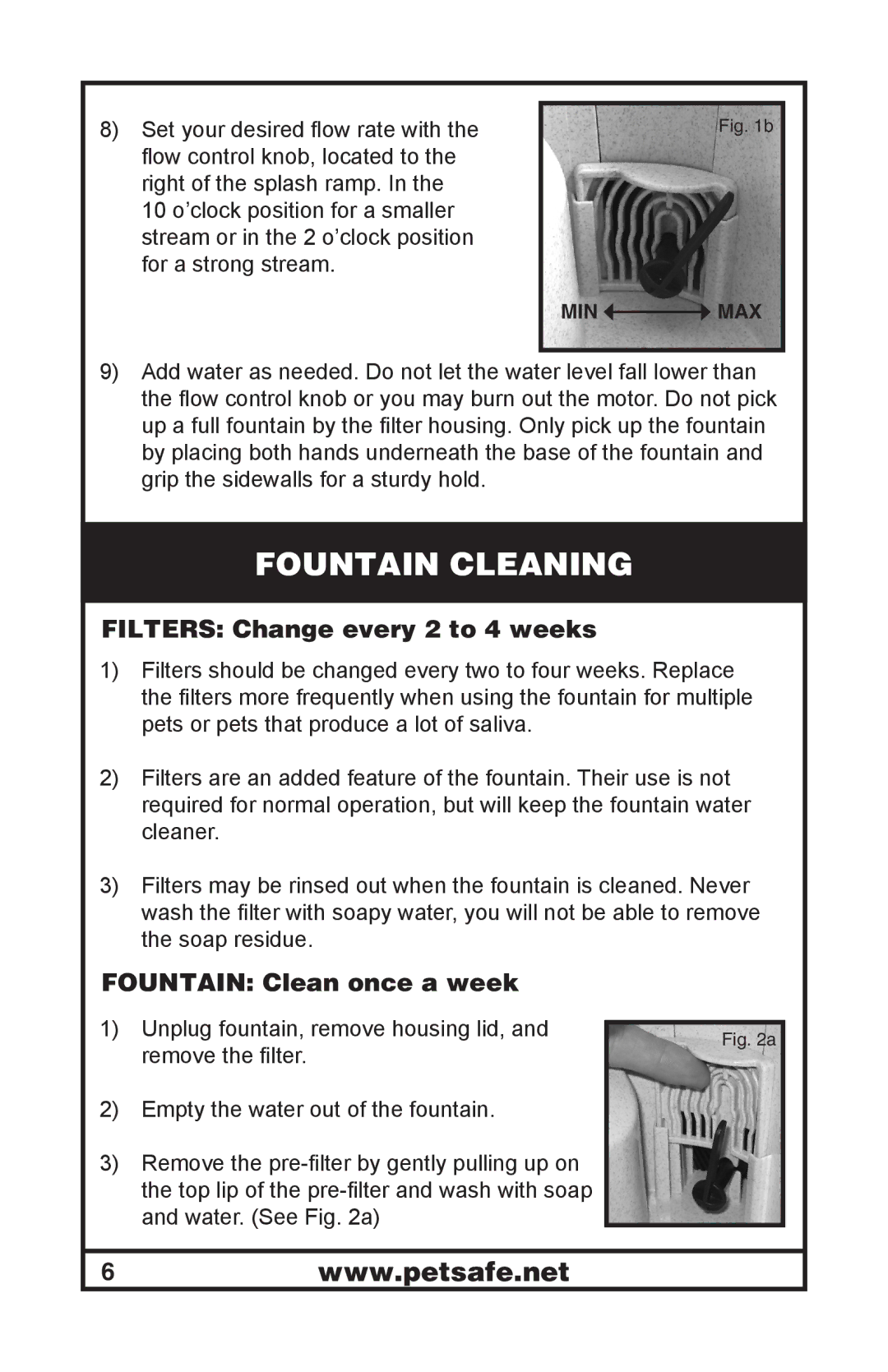 Petsafe 400-1254-19 manuel dutilisation Fountain Cleaning, Filters Change every 2 to 4 weeks 