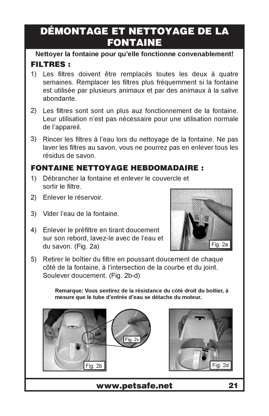 Petsafe 400-1255-19 manuel dutilisation Démontage ET Nettoyage DE LA Fontaine, Filtres 