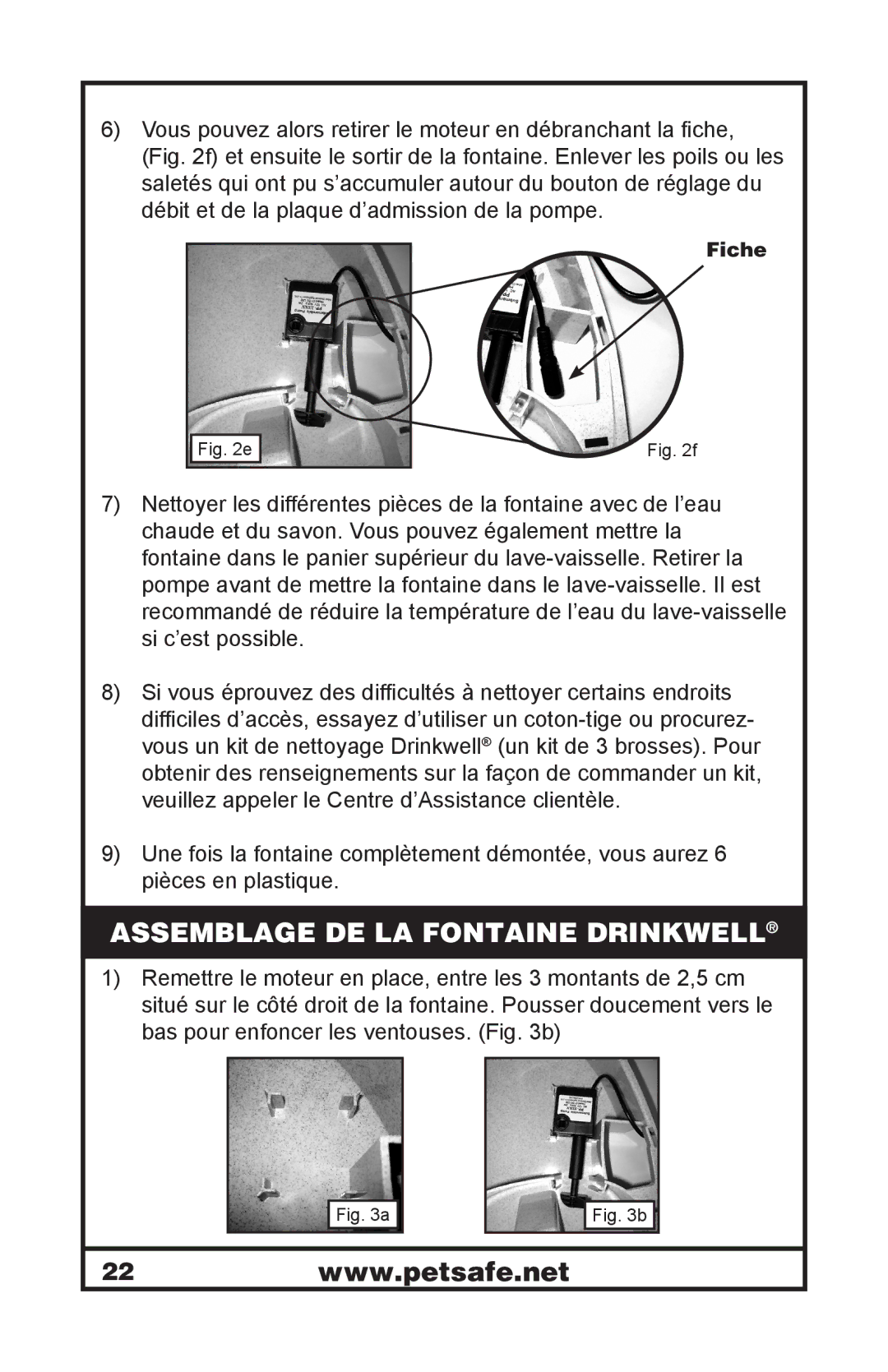 Petsafe 400-1255-19 manuel dutilisation Assemblage DE LA Fontaine Drinkwell 