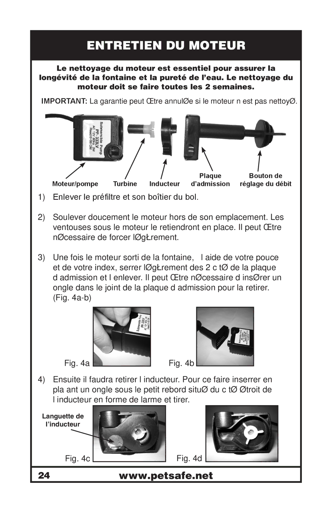 Petsafe 400-1255-19 manuel dutilisation Entretien DU Moteur 