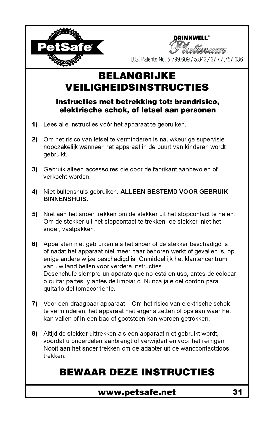 Petsafe 400-1255-19 manuel dutilisation Belangrijke Veiligheidsinstructies 