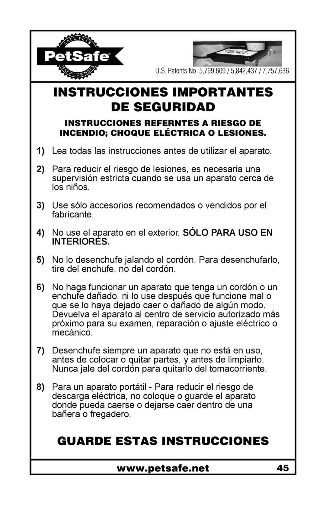 Petsafe 400-1255-19 manuel dutilisation Instrucciones Importantes DE Seguridad 