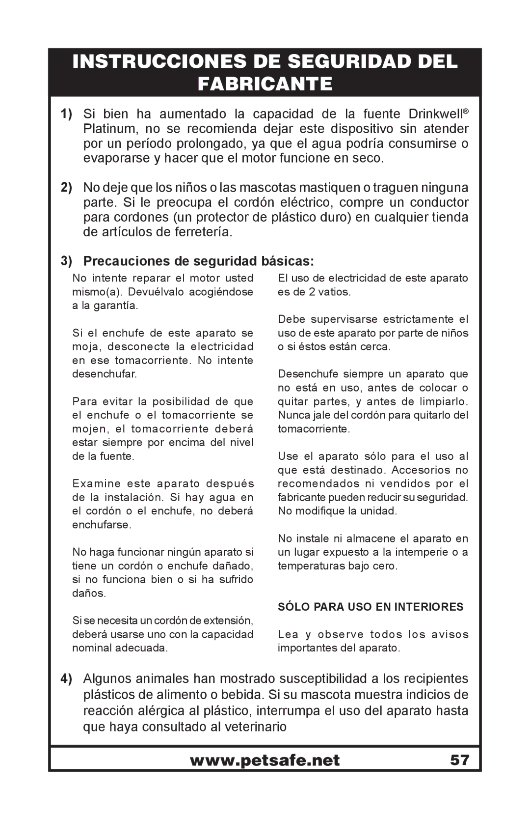 Petsafe 400-1255-19 manuel dutilisation Instrucciones DE Seguridad DEL Fabricante, Precauciones de seguridad básicas 