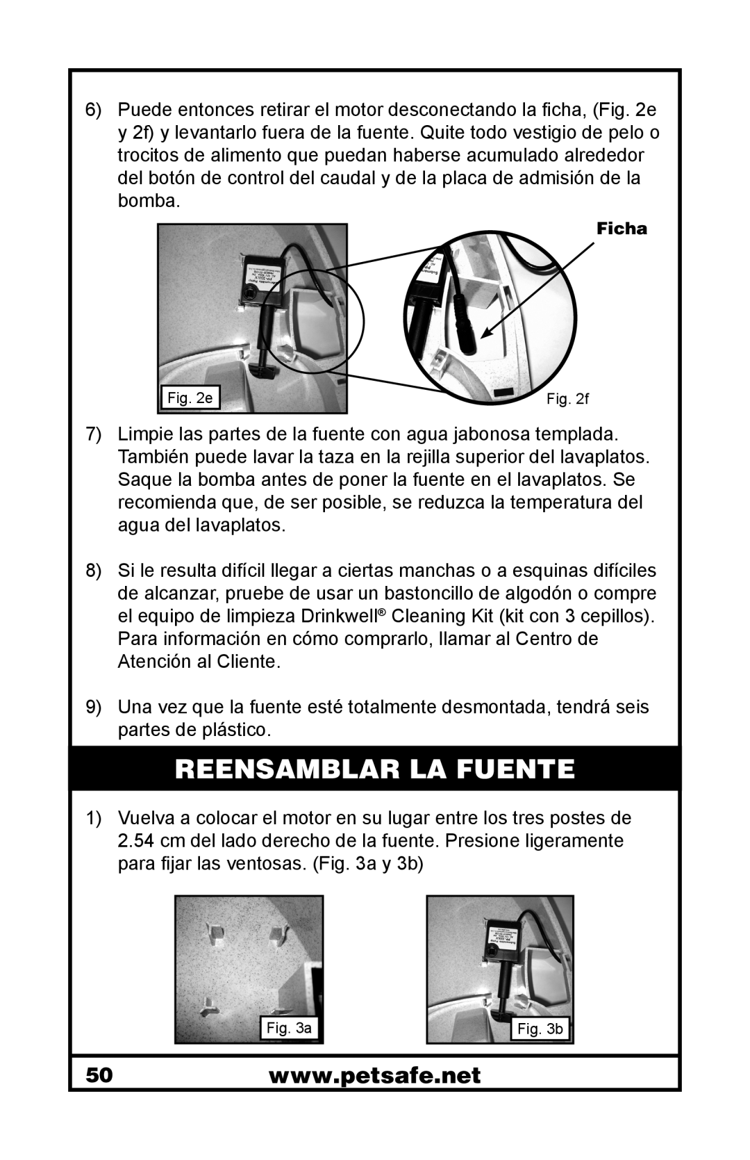 Petsafe 400-1255-19 manuel dutilisation Reensamblar La Fuente, Ficha 