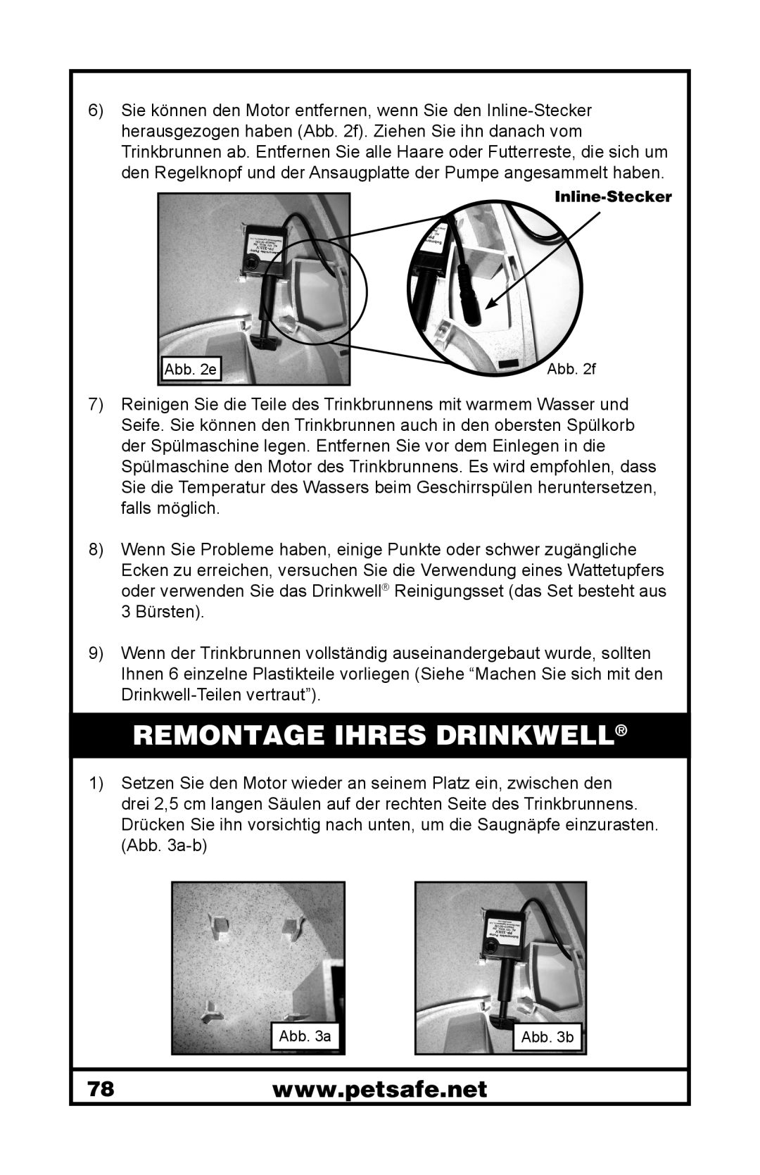 Petsafe 400-1255-19 manuel dutilisation Remontage Ihres Drinkwell, Inline-Stecker 