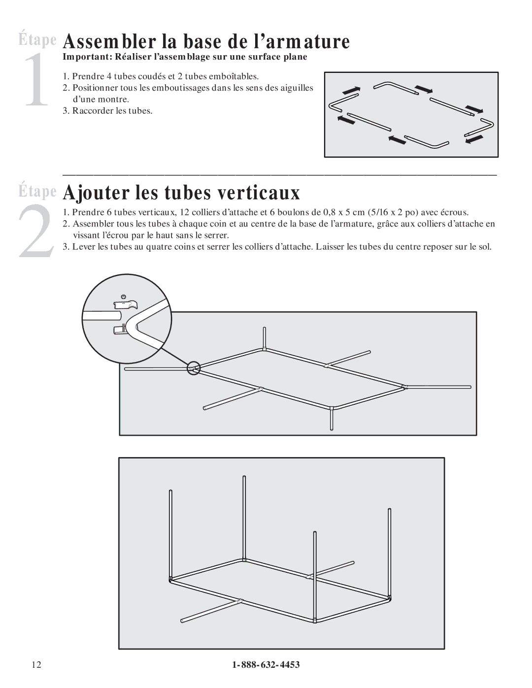 Petsafe Dog Kennel manual Étape Assembler la base de l’armature, Ajouter les tubes verticaux 