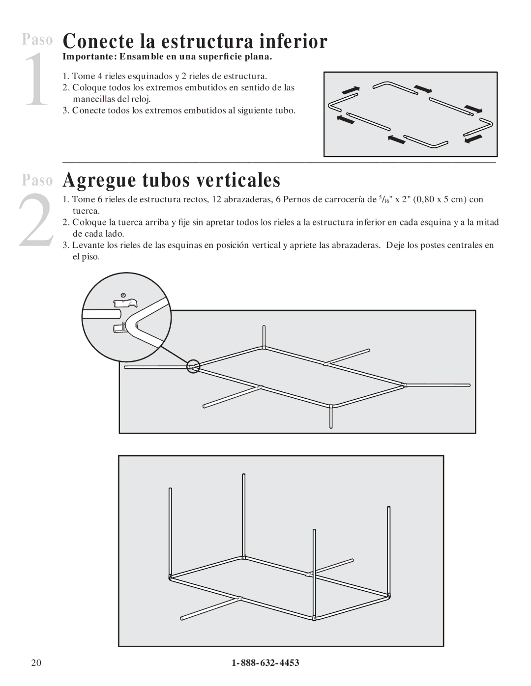 Petsafe Dog Kennel manual Conecte la estructura inferior, Paso Agregue tubos verticales 