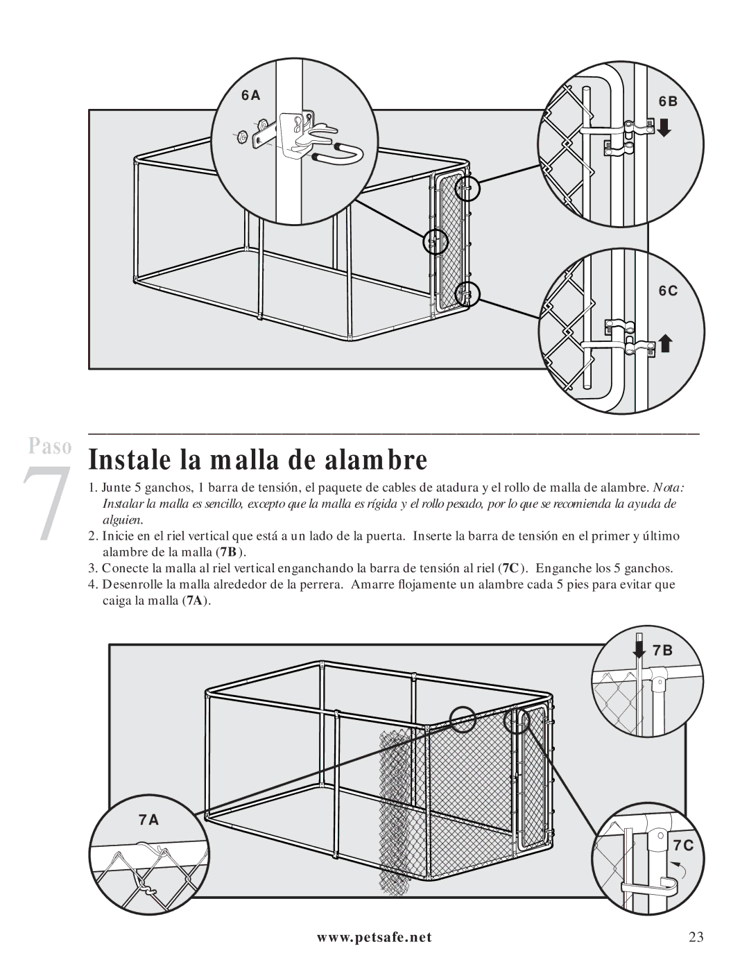 Petsafe Dog Kennel manual Instale la malla de alambre 