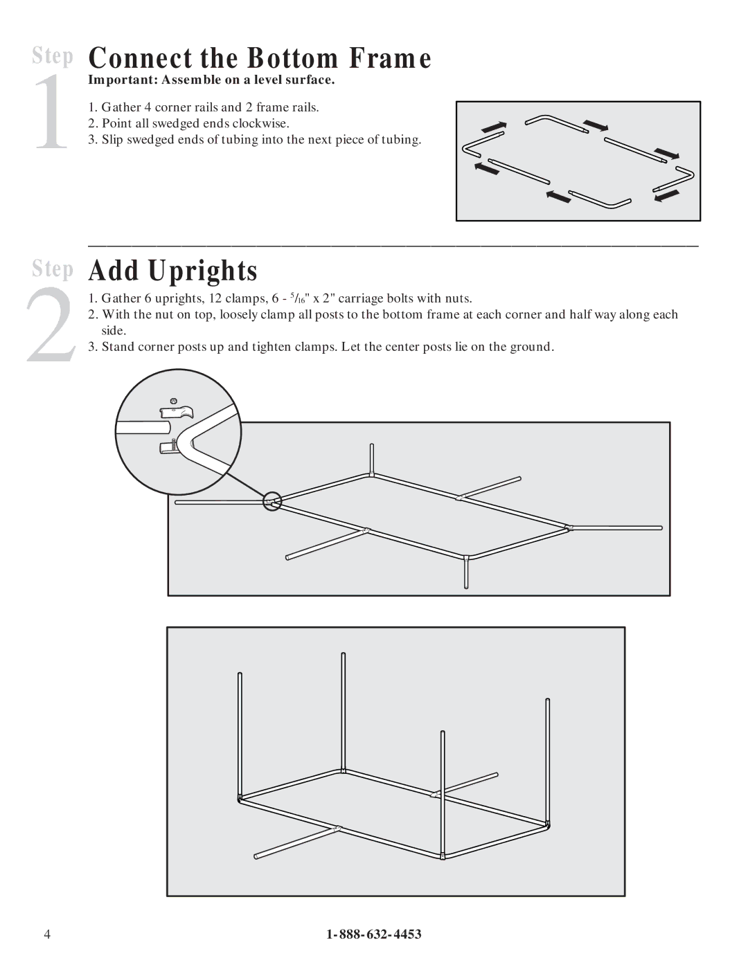 Petsafe Dog Kennel manual Connect the Bottom Frame, Add Uprights, Important Assemble on a level surface 