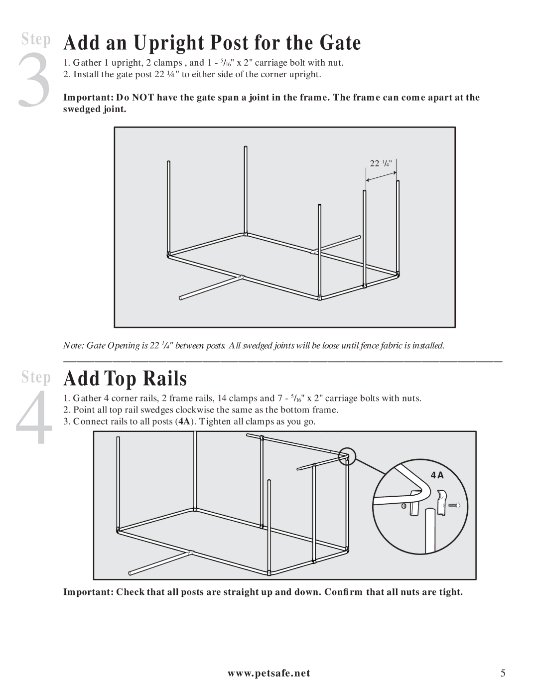 Petsafe Dog Kennel manual Add an Upright Post for the Gate, Step Add Top Rails 