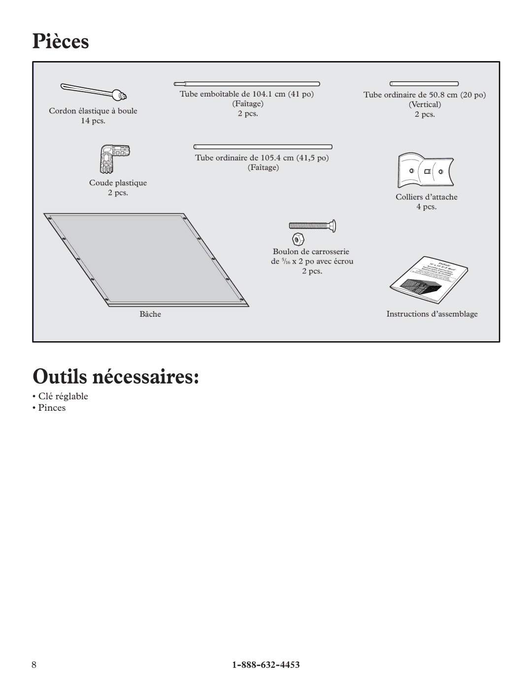 Petsafe E-Z Roof manual Pièces, Outils nécessaires 