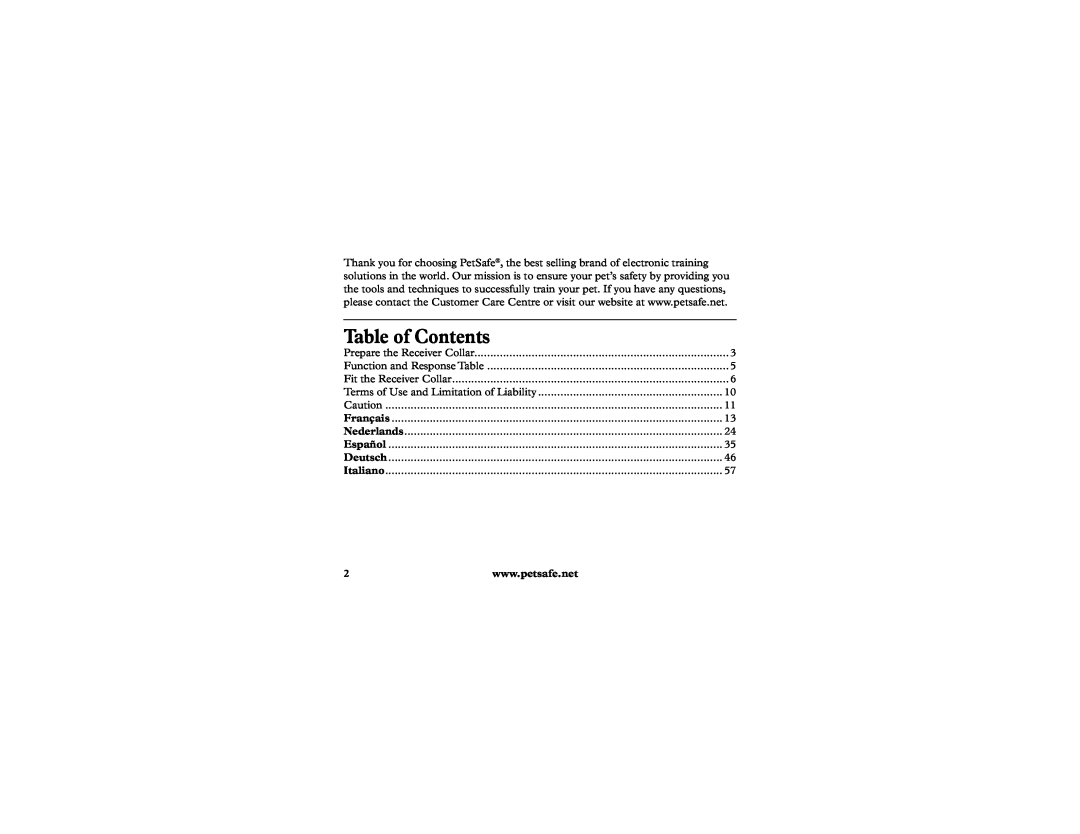 Petsafe Extra Receiver manuel dutilisation Table of Contents 