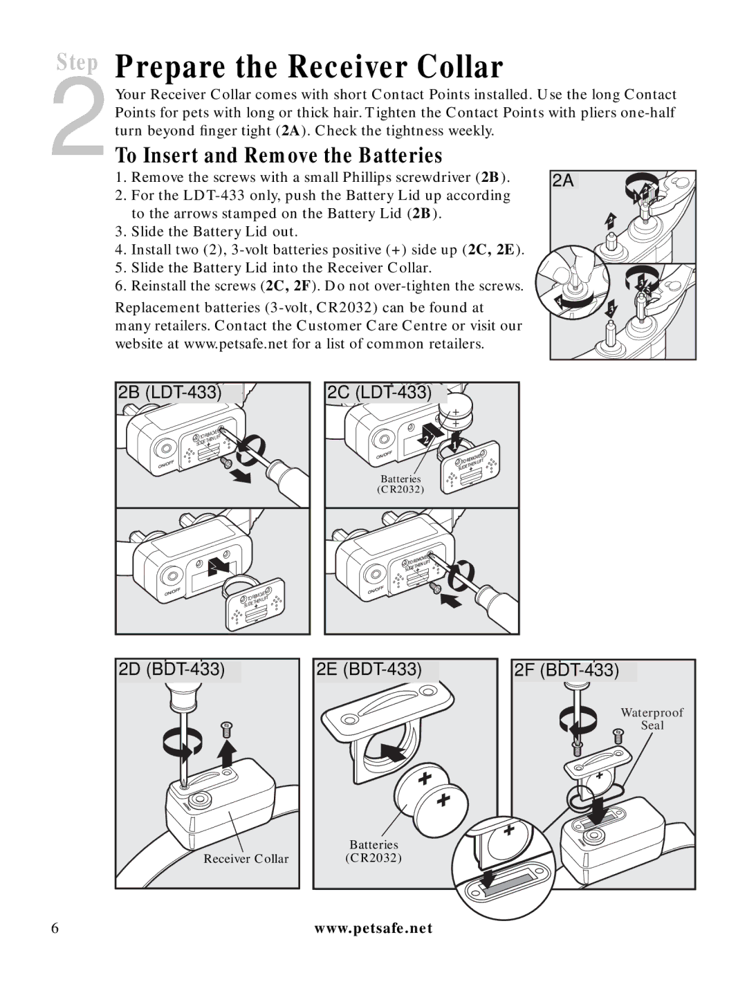 Petsafe LDT-433 manuel dutilisation Prepare the Receiver Collar, To Insert and Remove the Batteries 