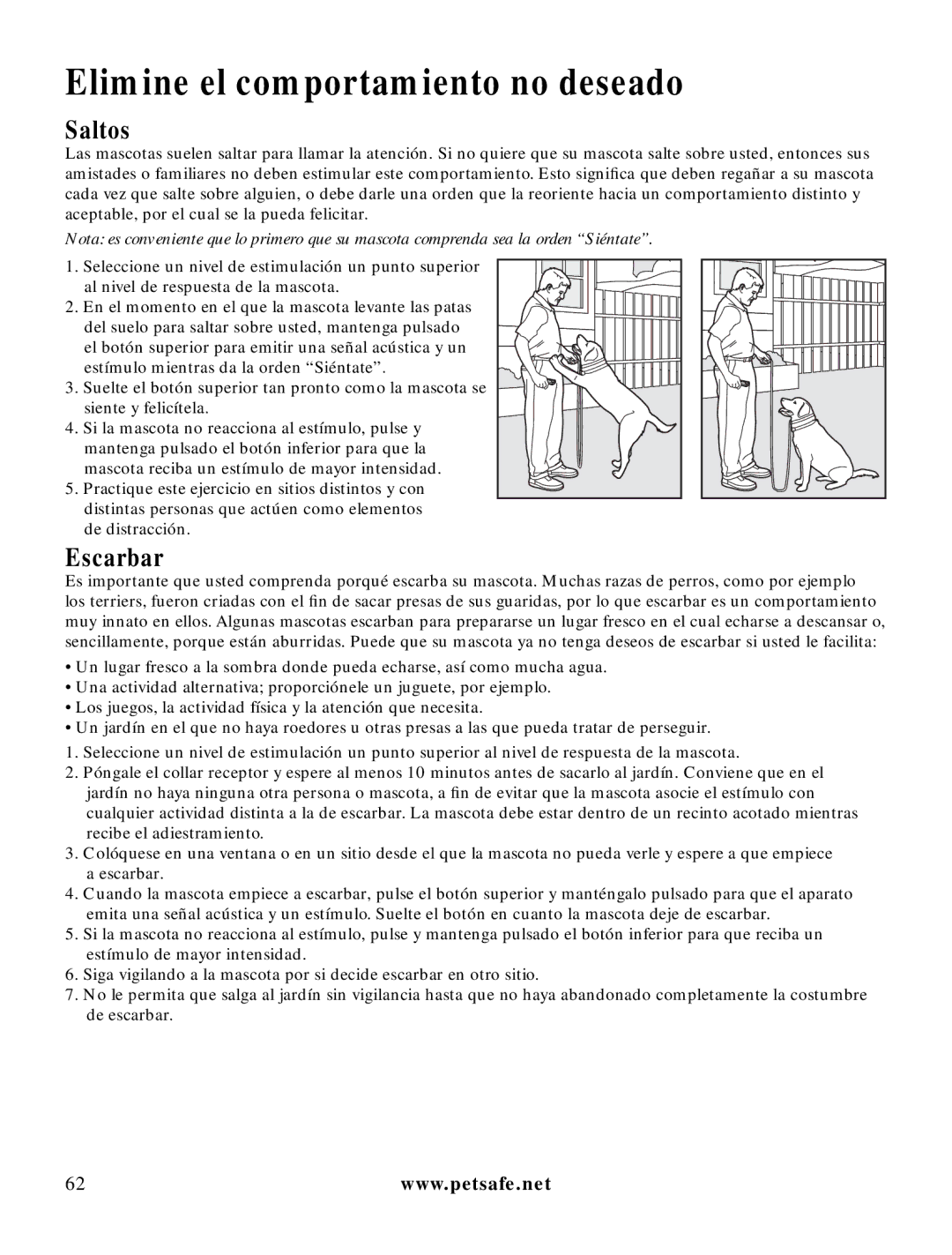 Petsafe LDT-433 manuel dutilisation Elimine el comportamiento no deseado, Saltos, Escarbar 