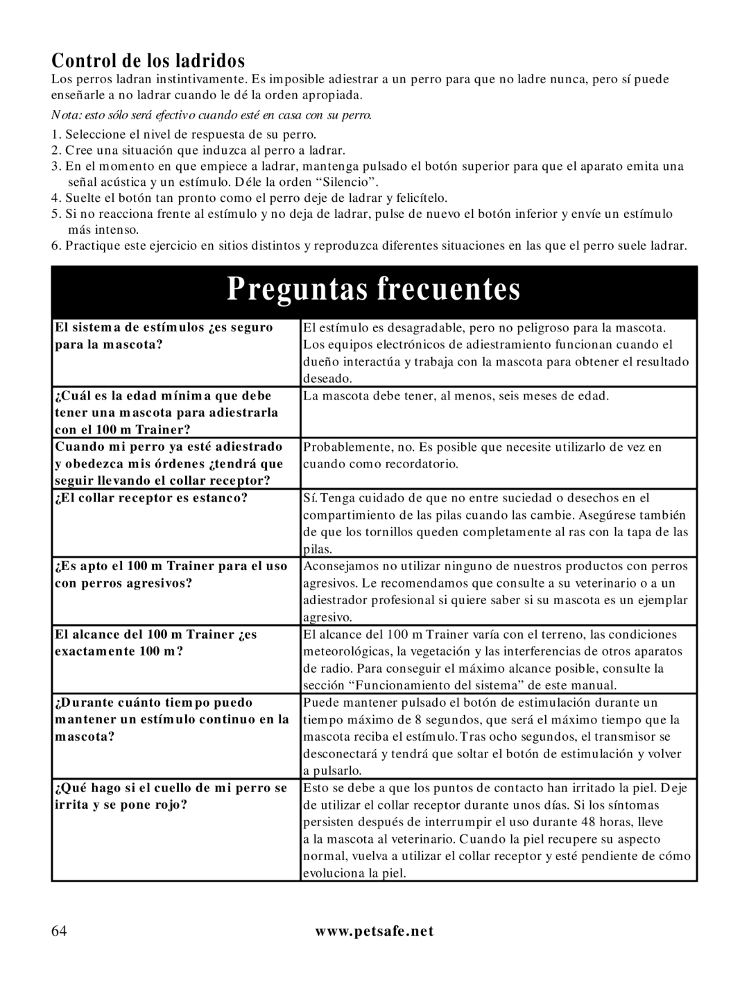 Petsafe LDT-433 manuel dutilisation Preguntas frecuentes, Control de los ladridos 