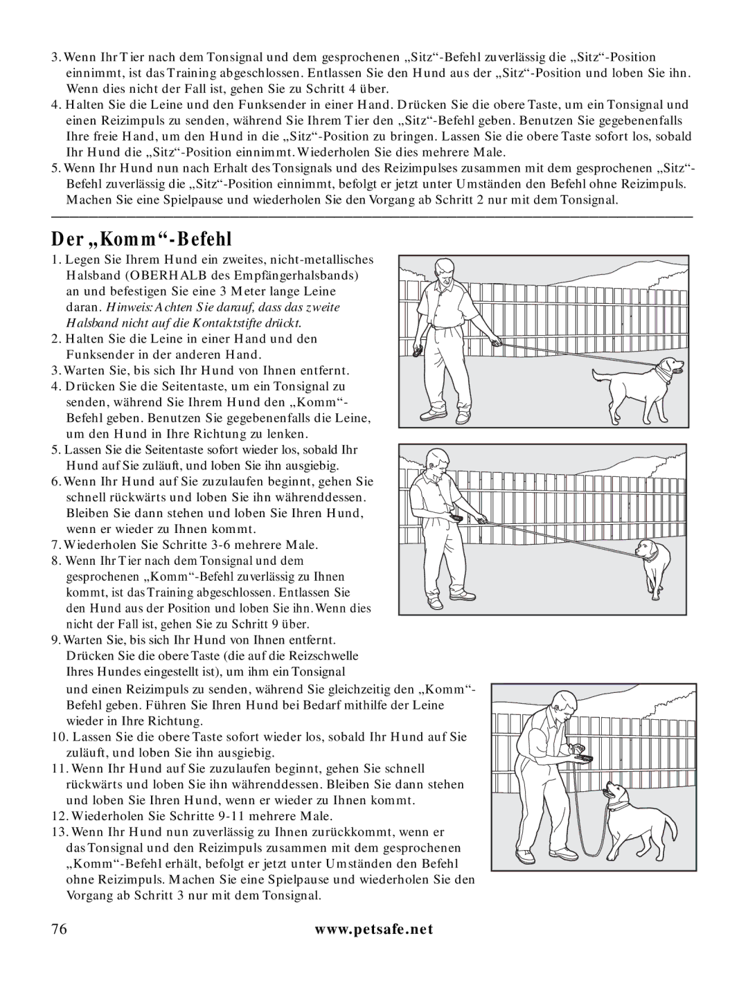 Petsafe LDT-433 manuel dutilisation Der „Komm-Befehl 