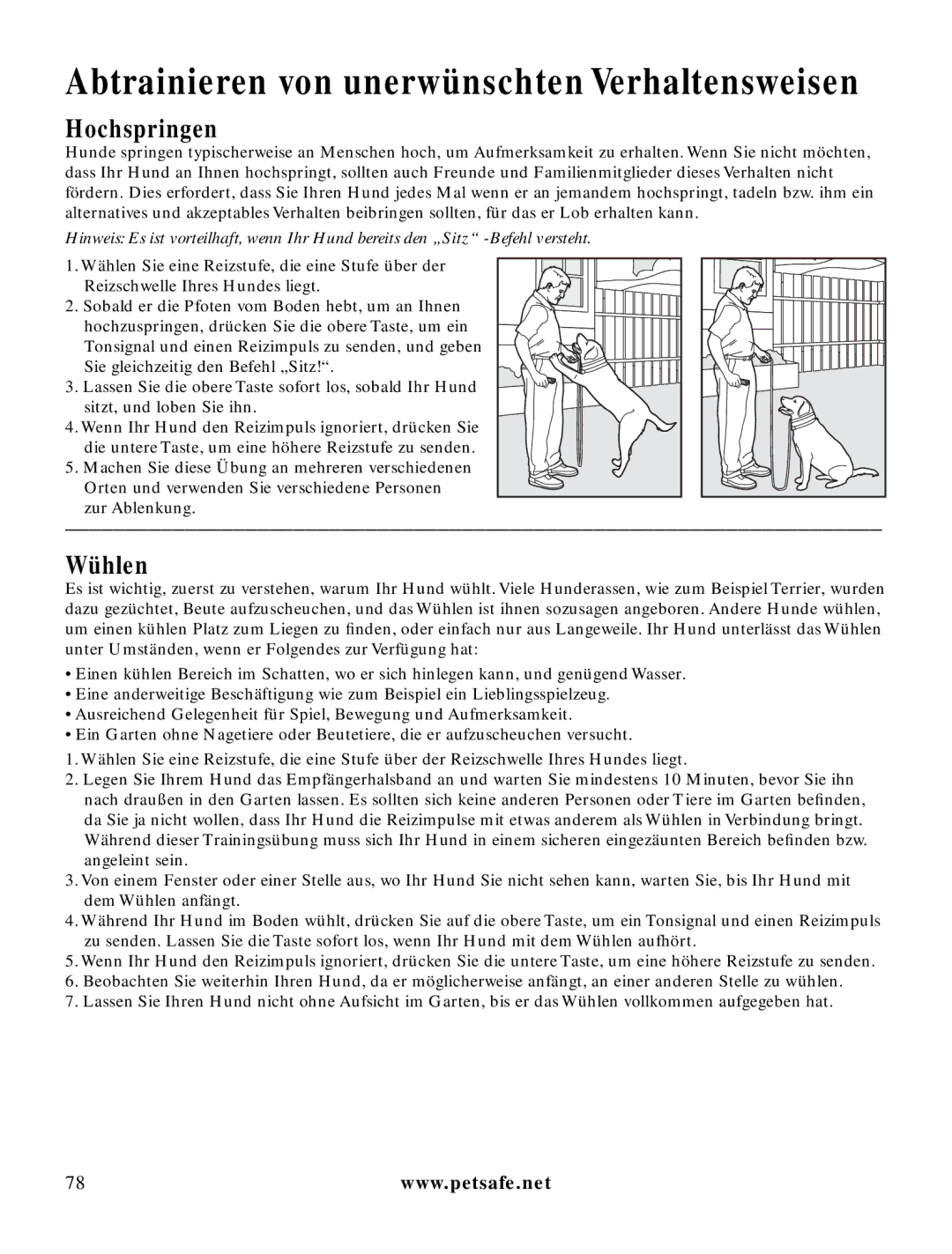 Petsafe LDT-433 manuel dutilisation Abtrainieren von unerwünschten Verhaltensweisen, Hochspringen, Wühlen 