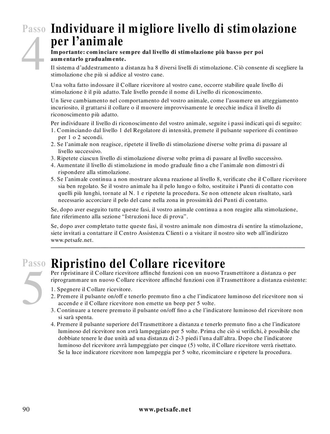 Petsafe LDT-433 manuel dutilisation Ripristino del Collare ricevitore 