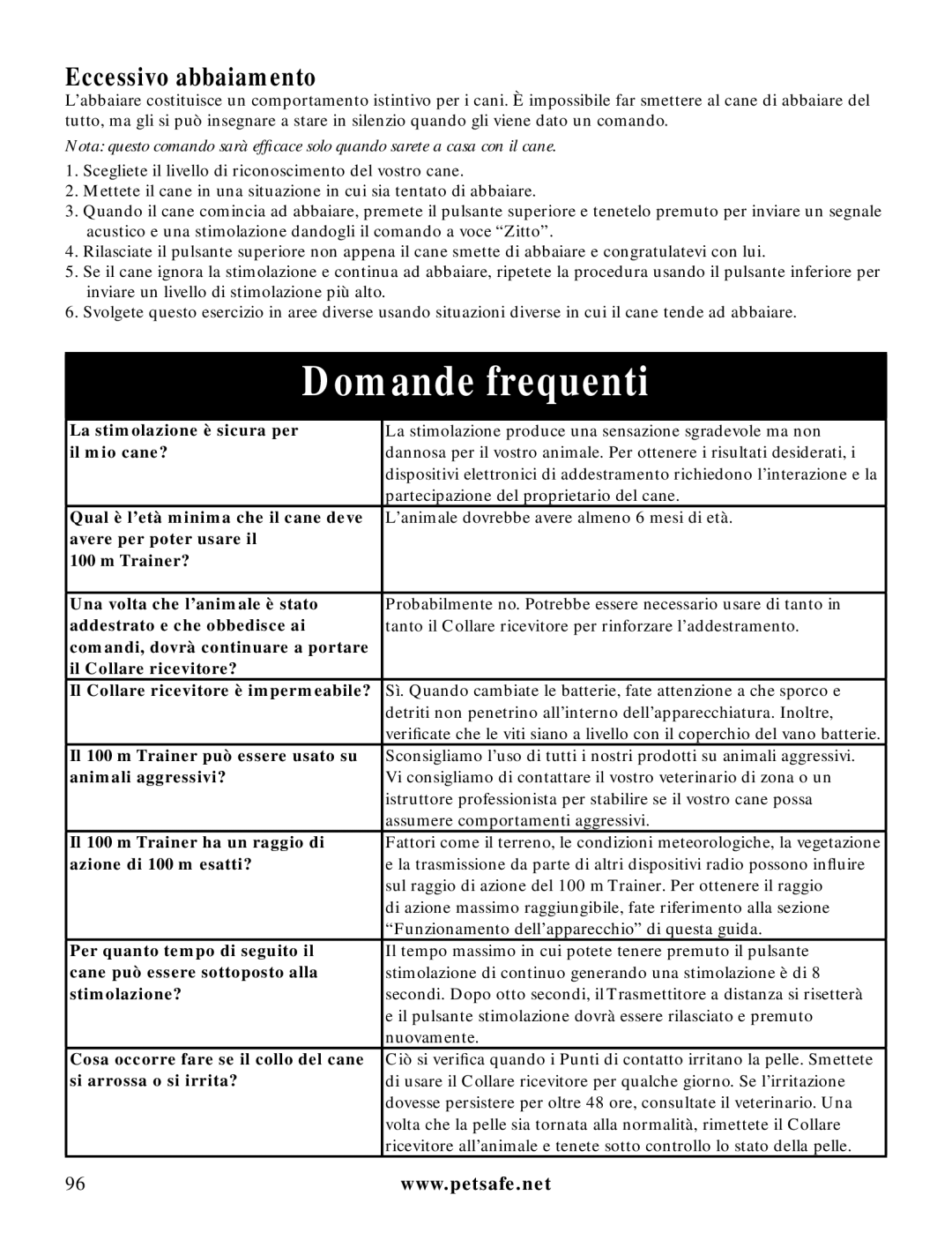 Petsafe LDT-433 manuel dutilisation Domande frequenti, Eccessivo abbaiamento 