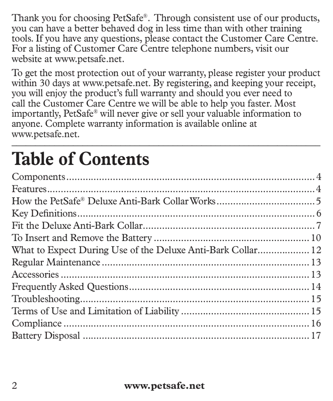 Petsafe PBC 19-11924 manuel dutilisation Table of Contents 