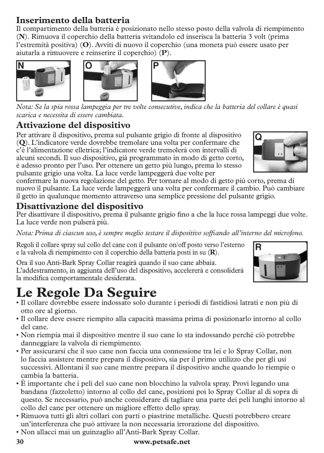 Petsafe pbc12104 manuel dutilisation Le Regole Da Seguire, Inserimento della batteria, Attivazione del dispositivo 