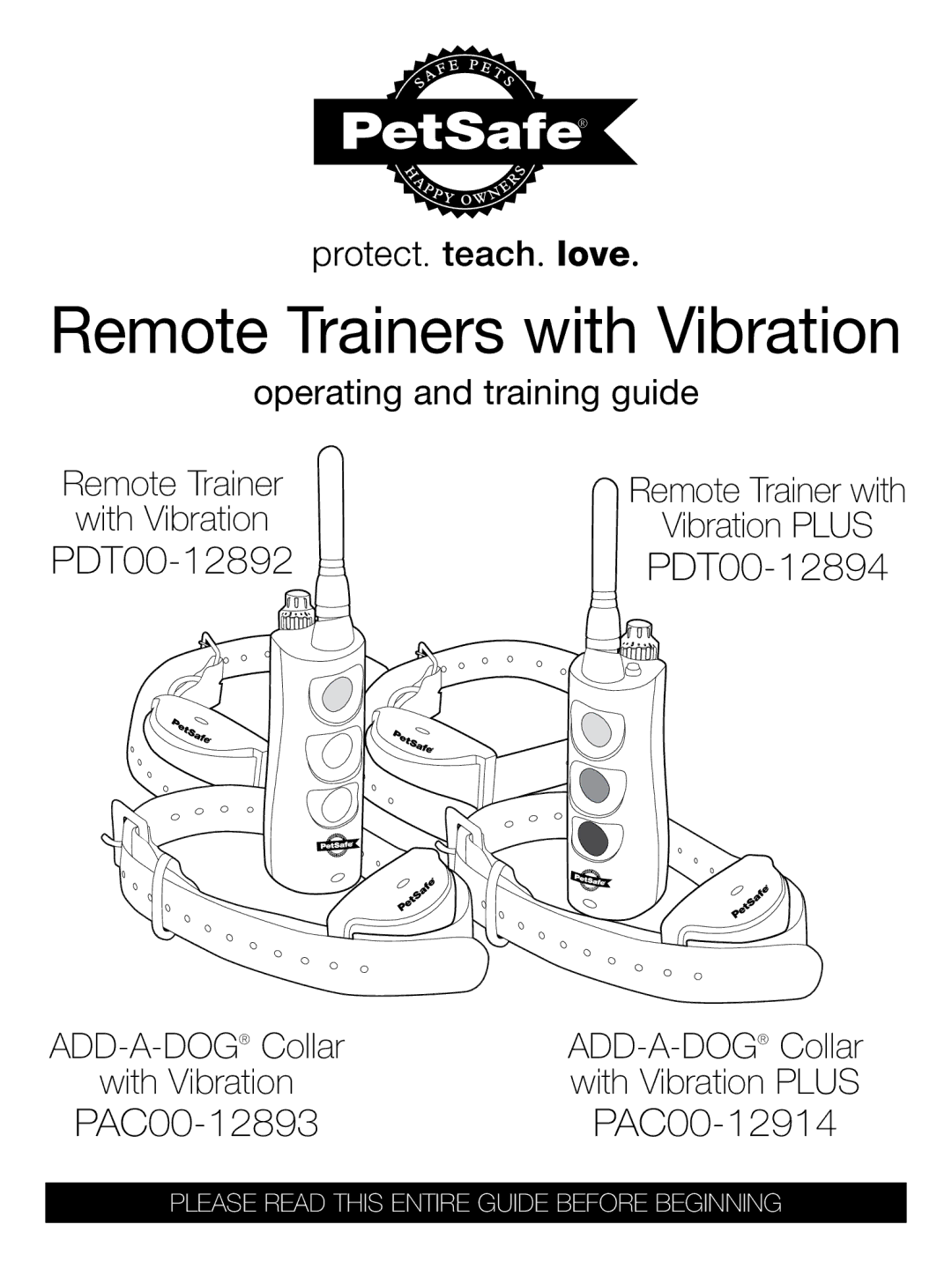 Petsafe PDT00-12892, PDT00-12894, PAC00-12893, PAC00-12914 manual Remote Trainers with Vibration 