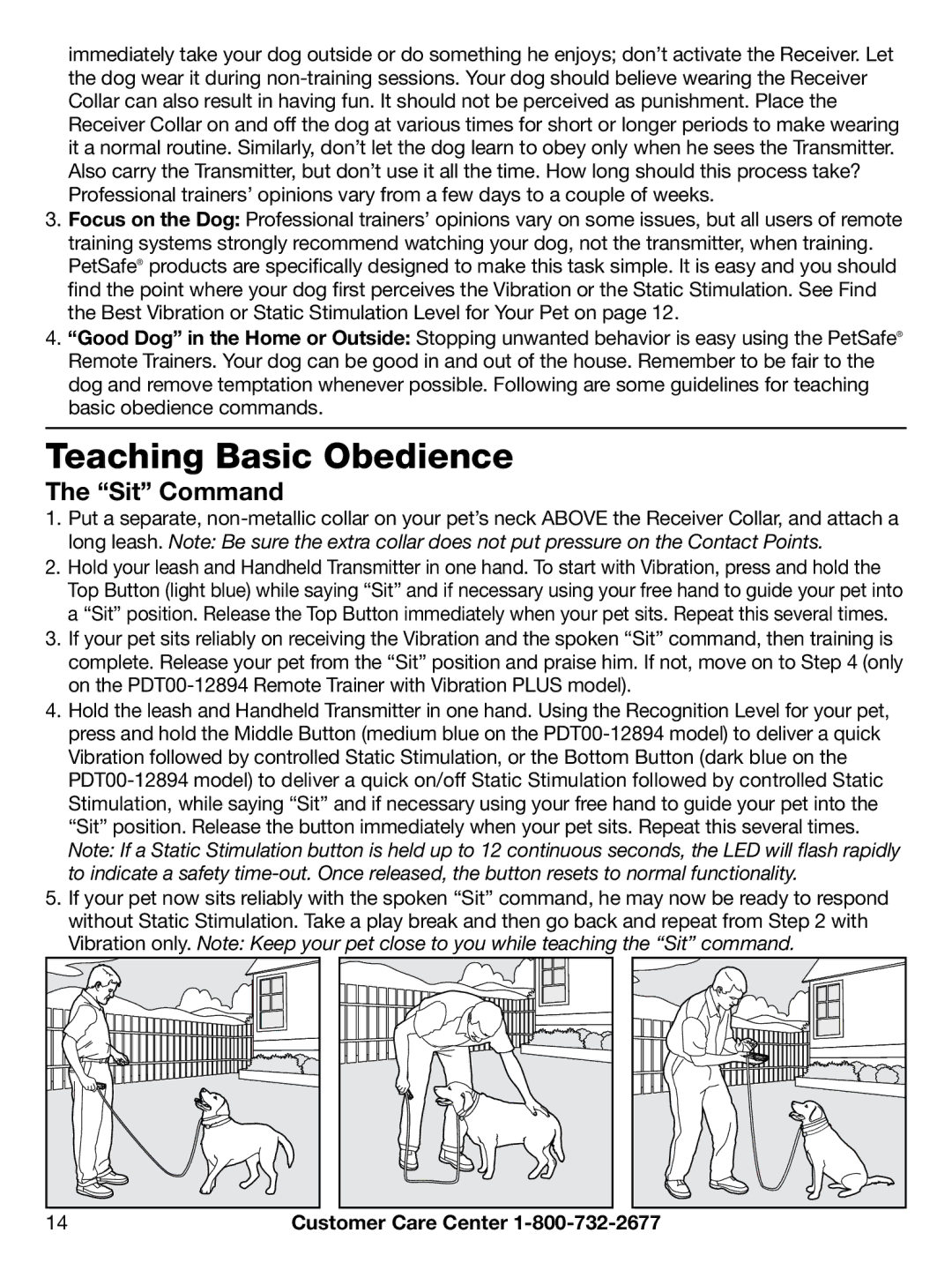 Petsafe PAC00-12893, PDT00-12894, PDT00-12892, PAC00-12914 manual Teaching Basic Obedience, Sit Command 